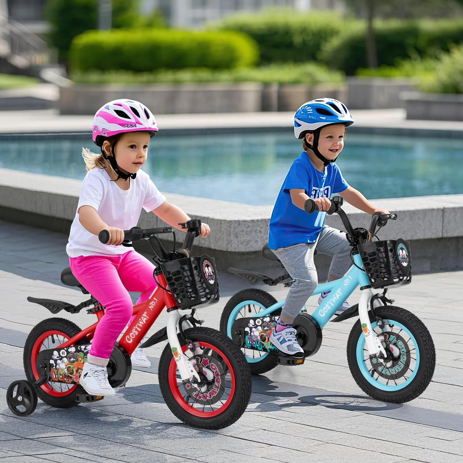 12 Inch Kids Bike, Adjustable, Storage Basket, Double Brake, 3-4 Years Old, Red - Image 3
