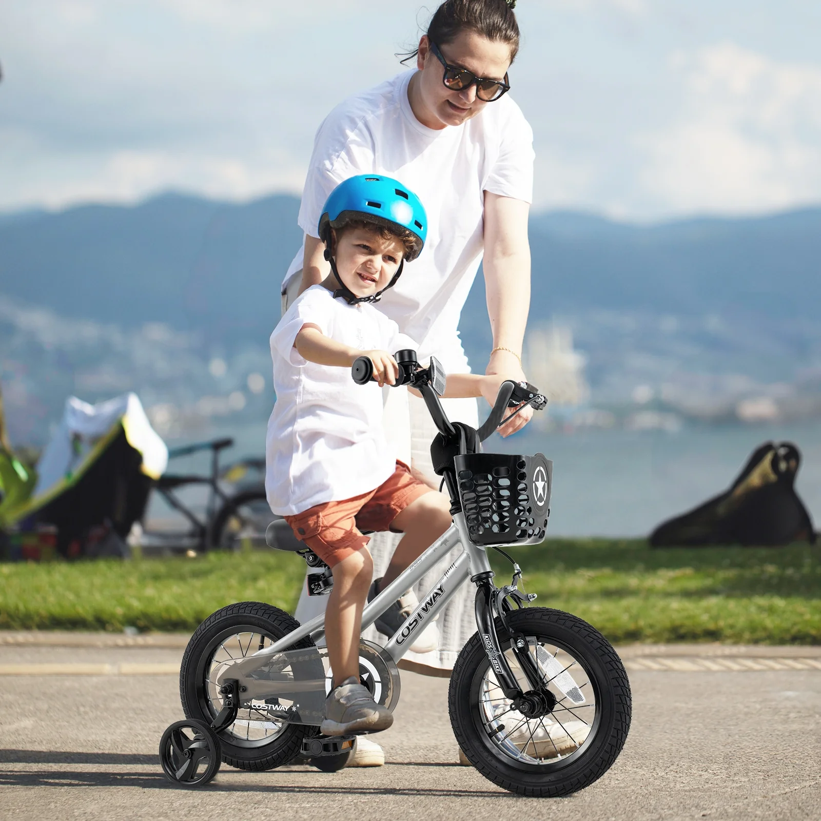 12 Inch Kids Bike, Adjustable, Transparent Chain Cover, 3-4 Years, Silver - Image 2