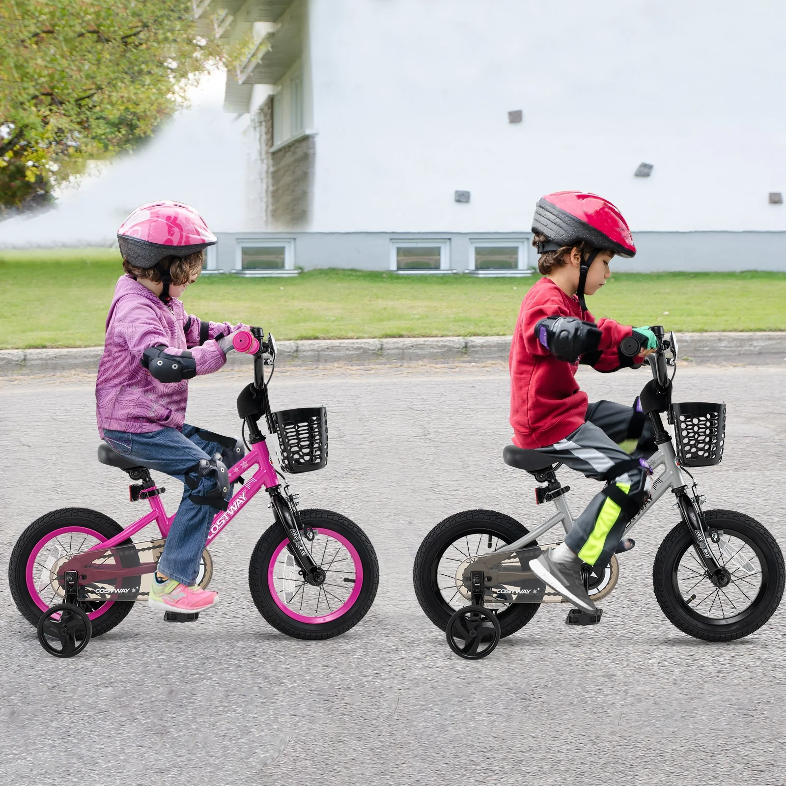 12 Inch Kids Bike, Adjustable, Transparent Chain Cover, 3-4 Years, Silver - Image 3