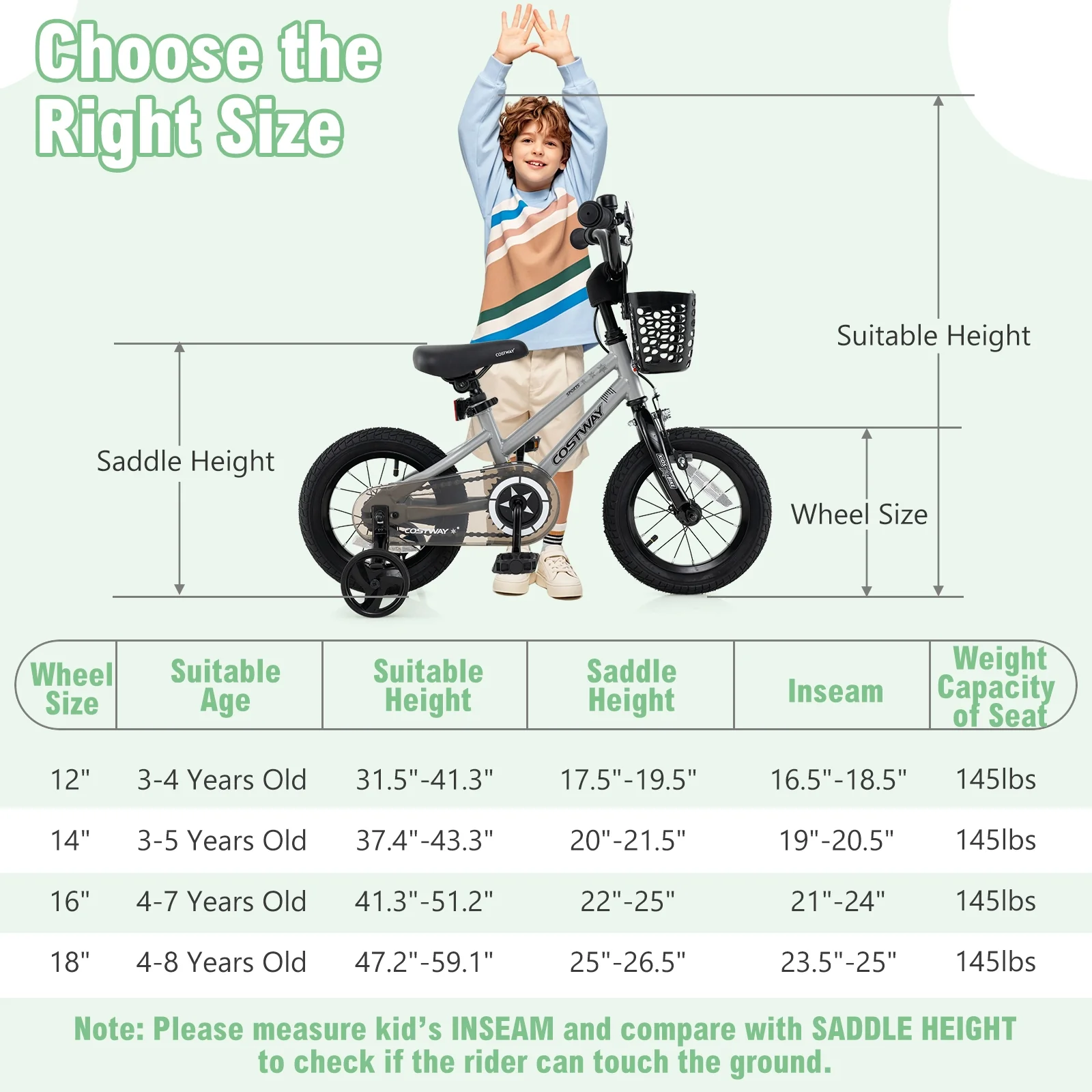 12 Inch Kids Bike, Adjustable, Transparent Chain Cover, 3-4 Years, Silver - Image 5