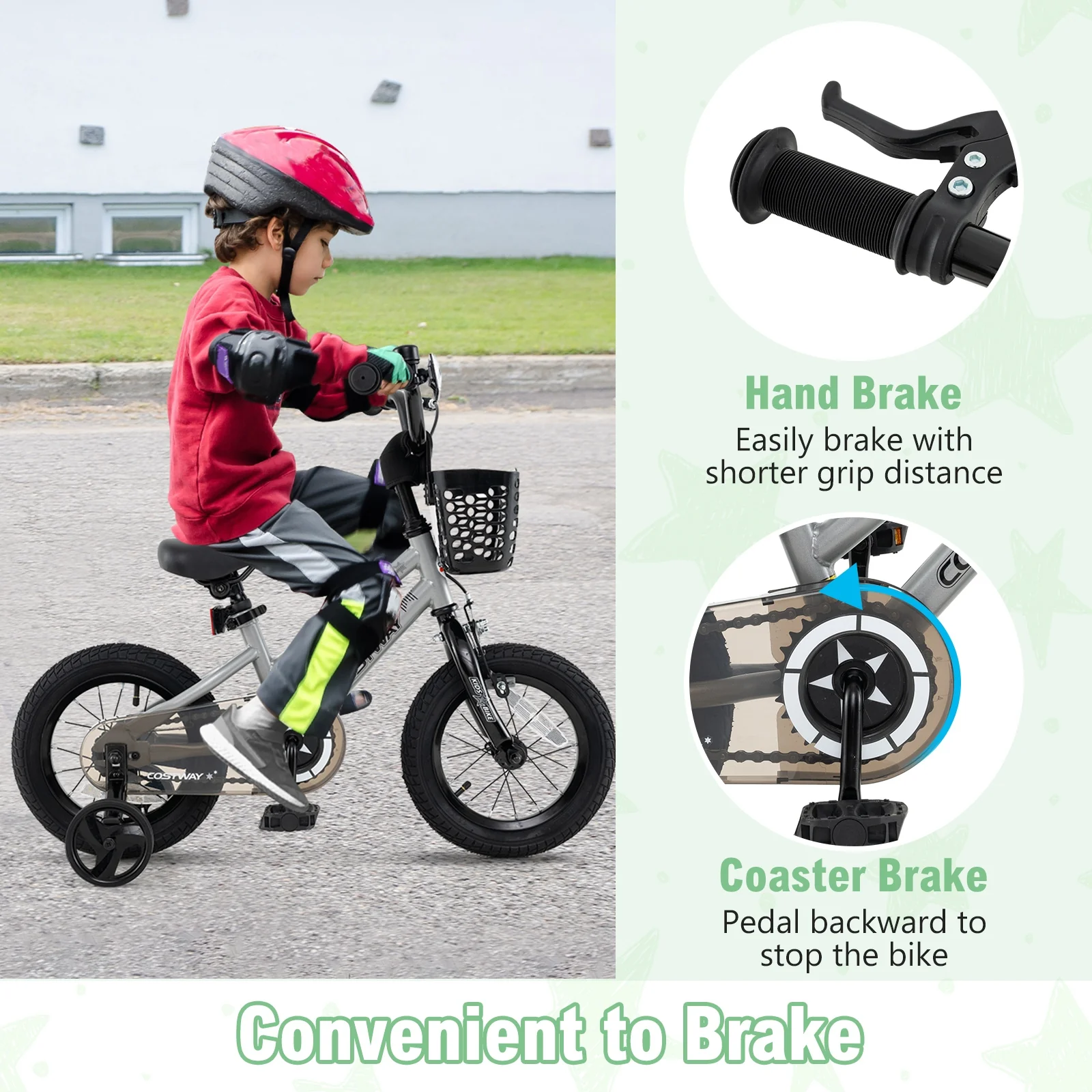 12 Inch Kids Bike, Adjustable, Transparent Chain Cover, 3-4 Years, Silver - Image 6