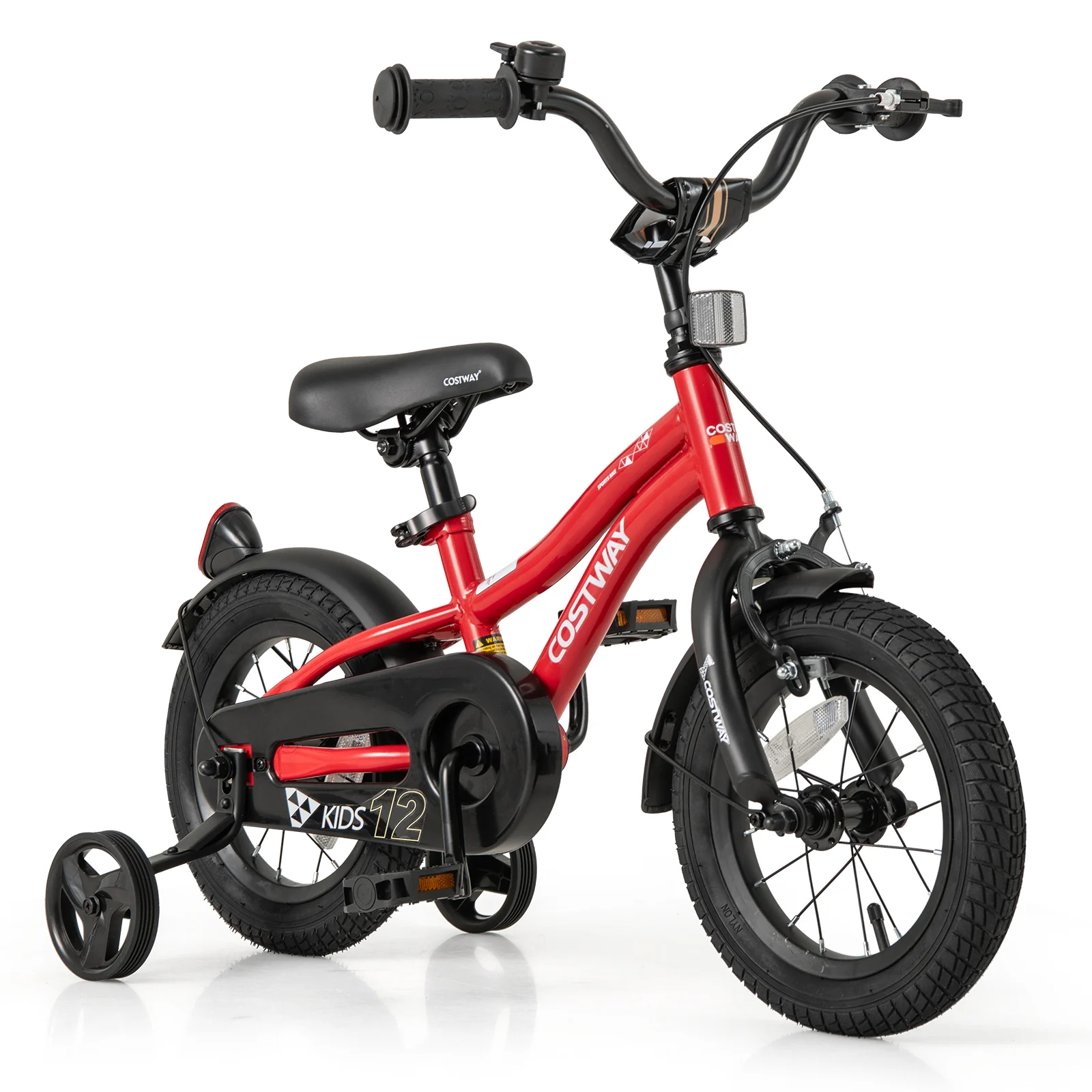 12 Inch Kids Bike, Adjustable, With Reflectors And Bell, For 3-4 Years Old, Red