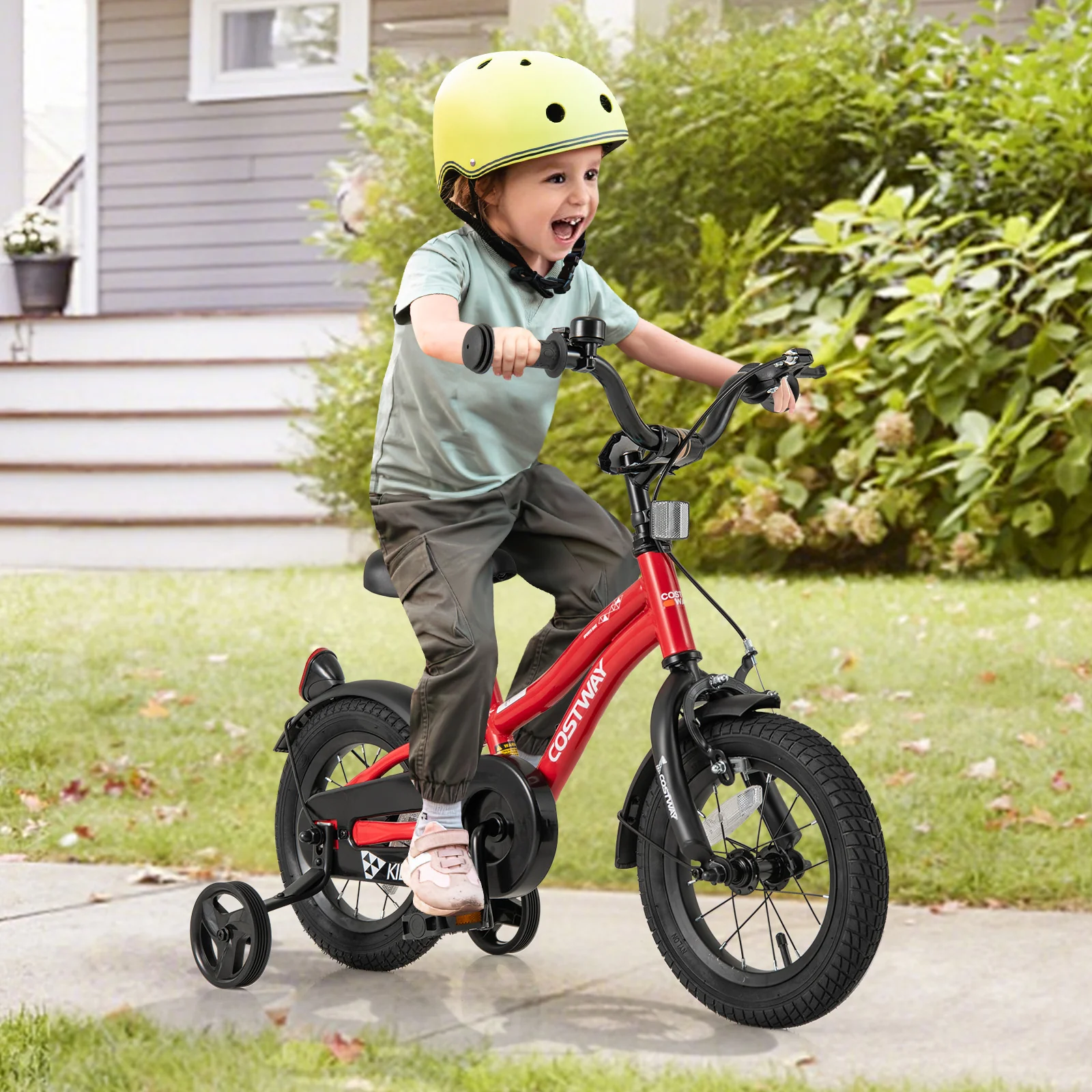 12 Inch Kids Bike, Adjustable, With Reflectors And Bell, For 3-4 Years Old, Red - Image 2