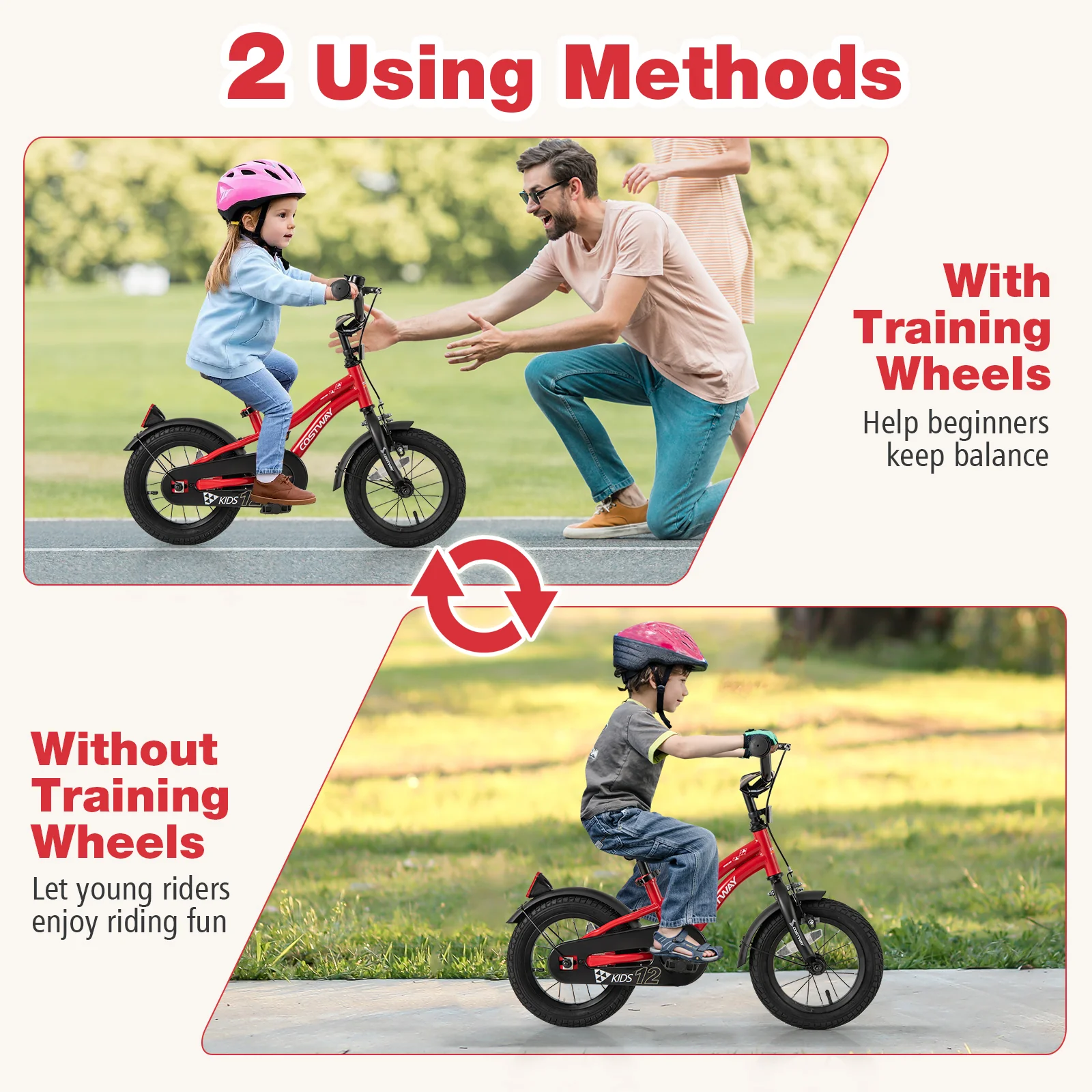 12 Inch Kids Bike, Adjustable, With Reflectors And Bell, For 3-4 Years Old, Red - Image 8