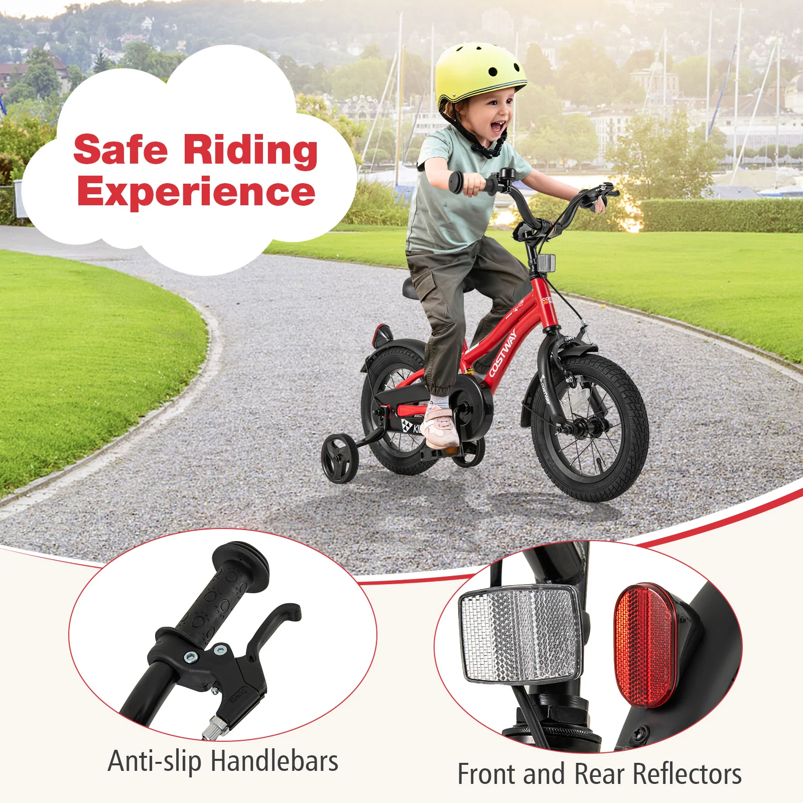 12 Inch Kids Bike, Adjustable, With Reflectors And Bell, For 3-4 Years Old, Red - Image 9