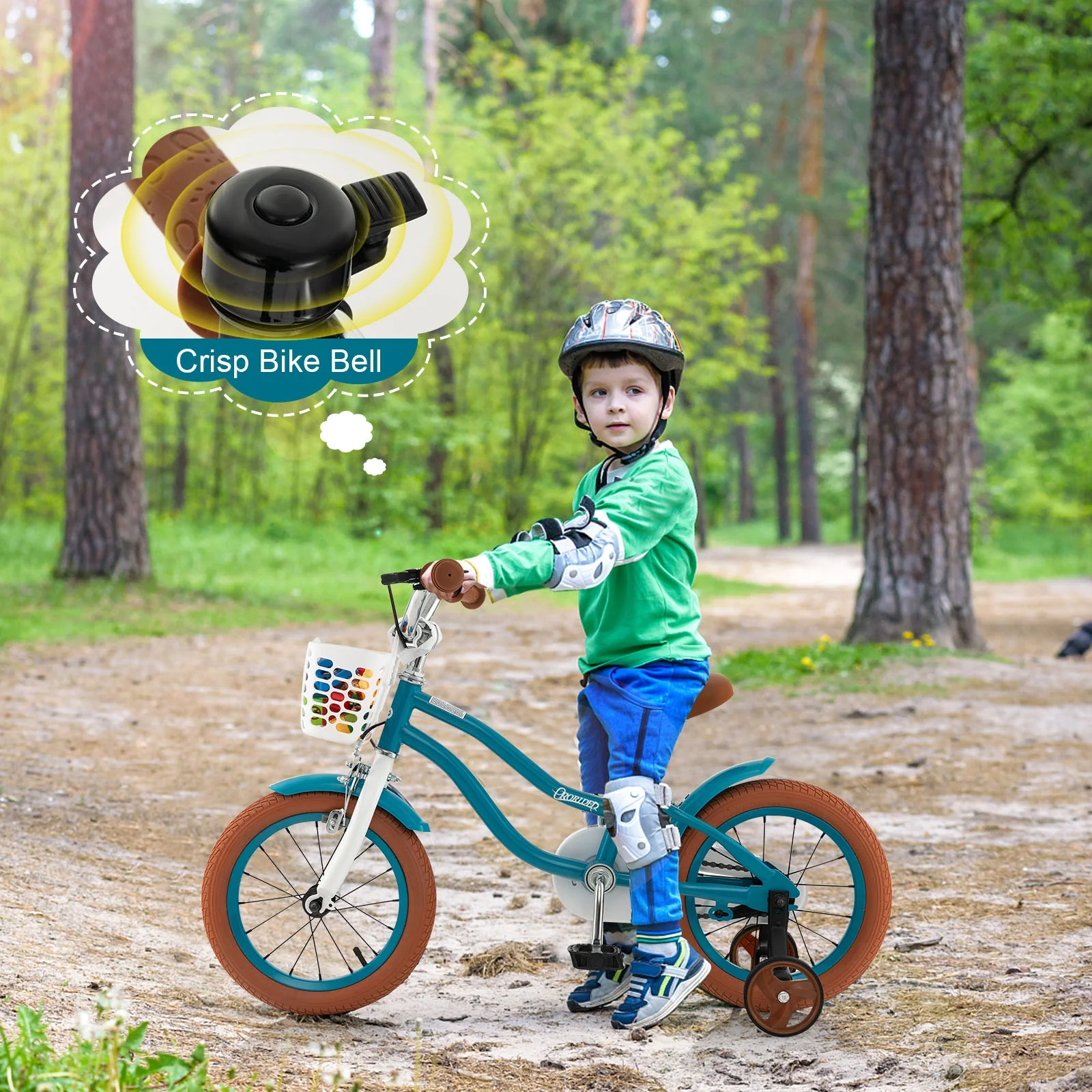 12 Inch Kids Bike, Adjustable With Removable Basket, Turquoise - Image 2