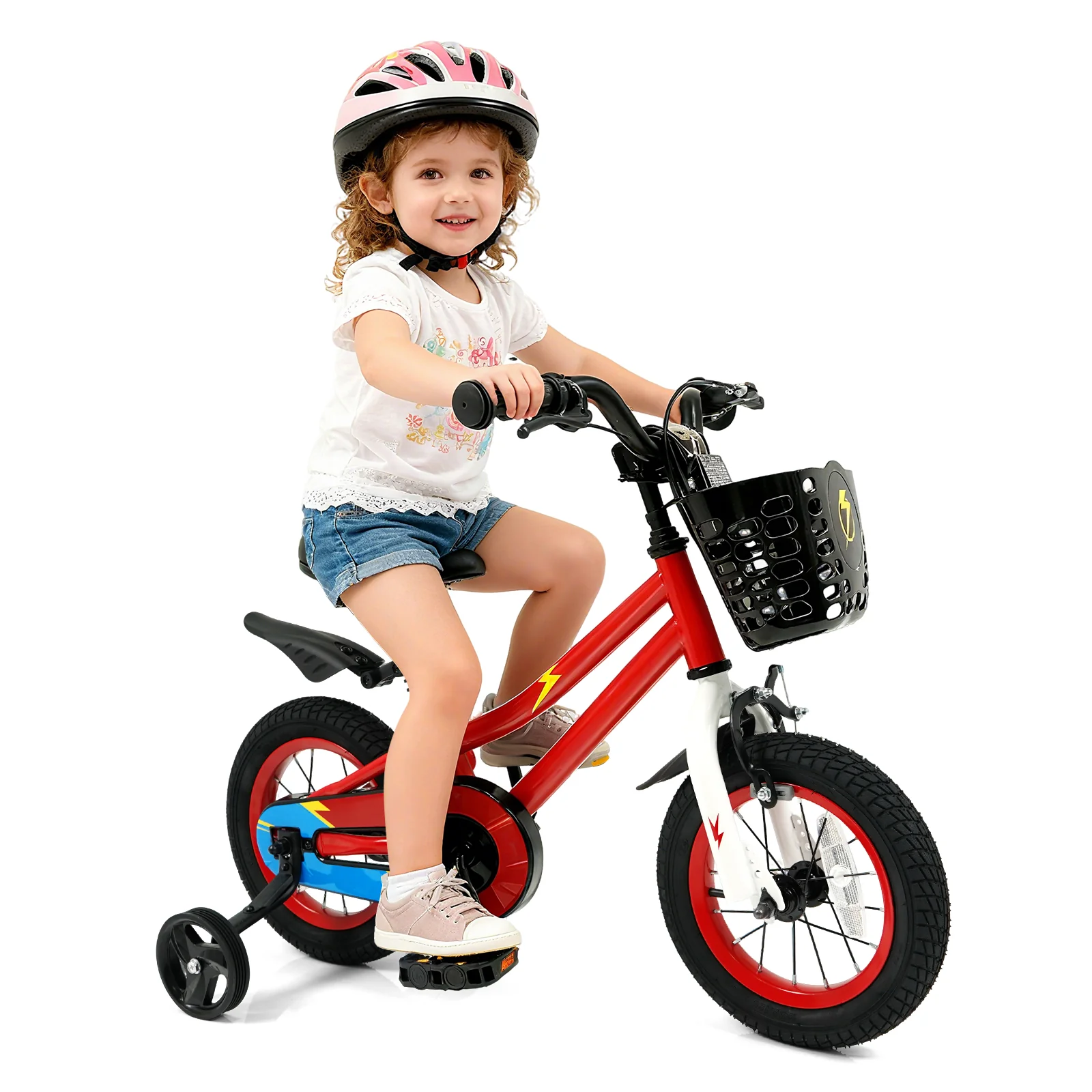 12 Inch Kids Bike Children Bicycle with Training Wheels for 3-4 Years Old, Red - Image 5