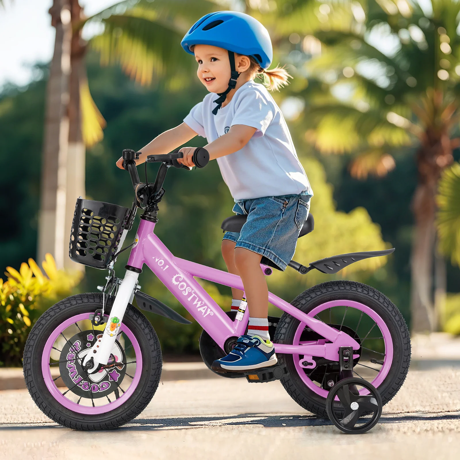 12 Inch Kids Bike For 3-4 Years Old, Adjustable Handlebar And Saddle, Purple - Image 2