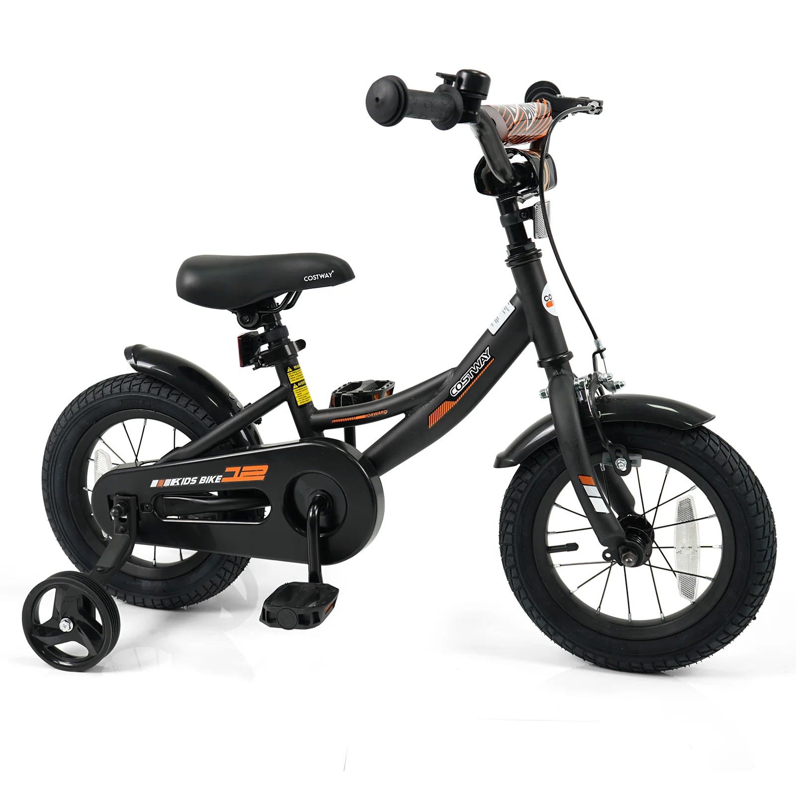 12 Inch Kids Bike, Removable Training Wheels, Adjustable Seat, Black - Image 4