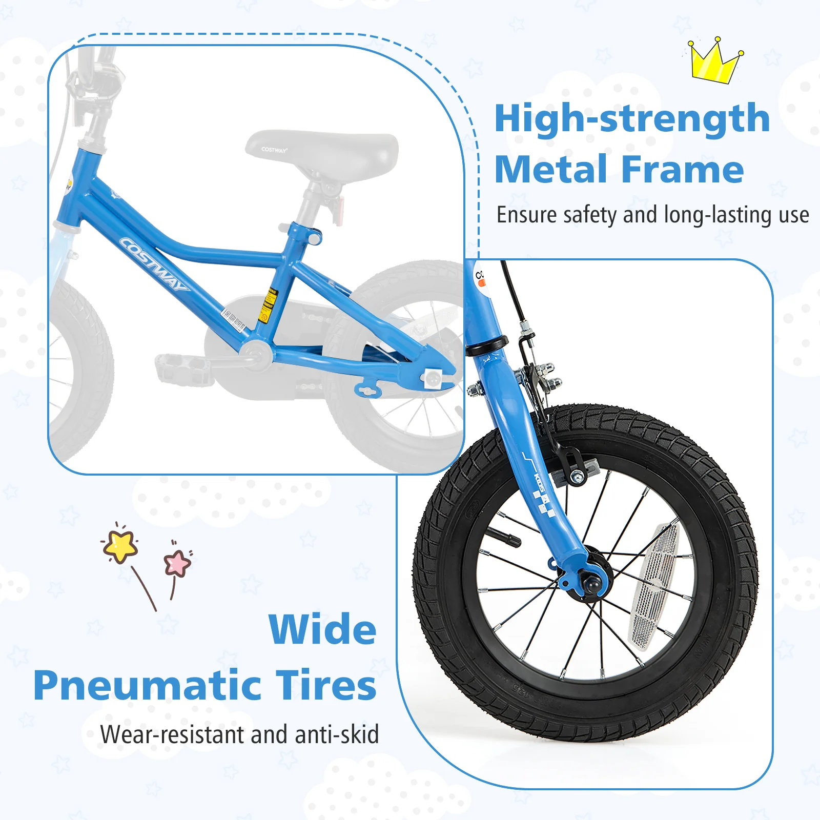 12 Inch Kids Bike, Removable Training Wheels, Aged 3-4 Years, Blue - Image 8