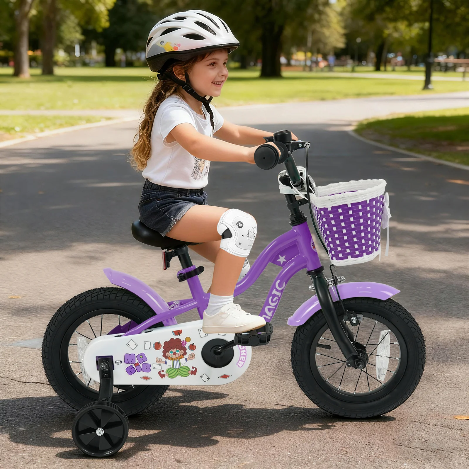 12 Inch Kids Bike with Training Wheels for Aged 3-4 Years Old - Magic Purple, Purple - Image 3