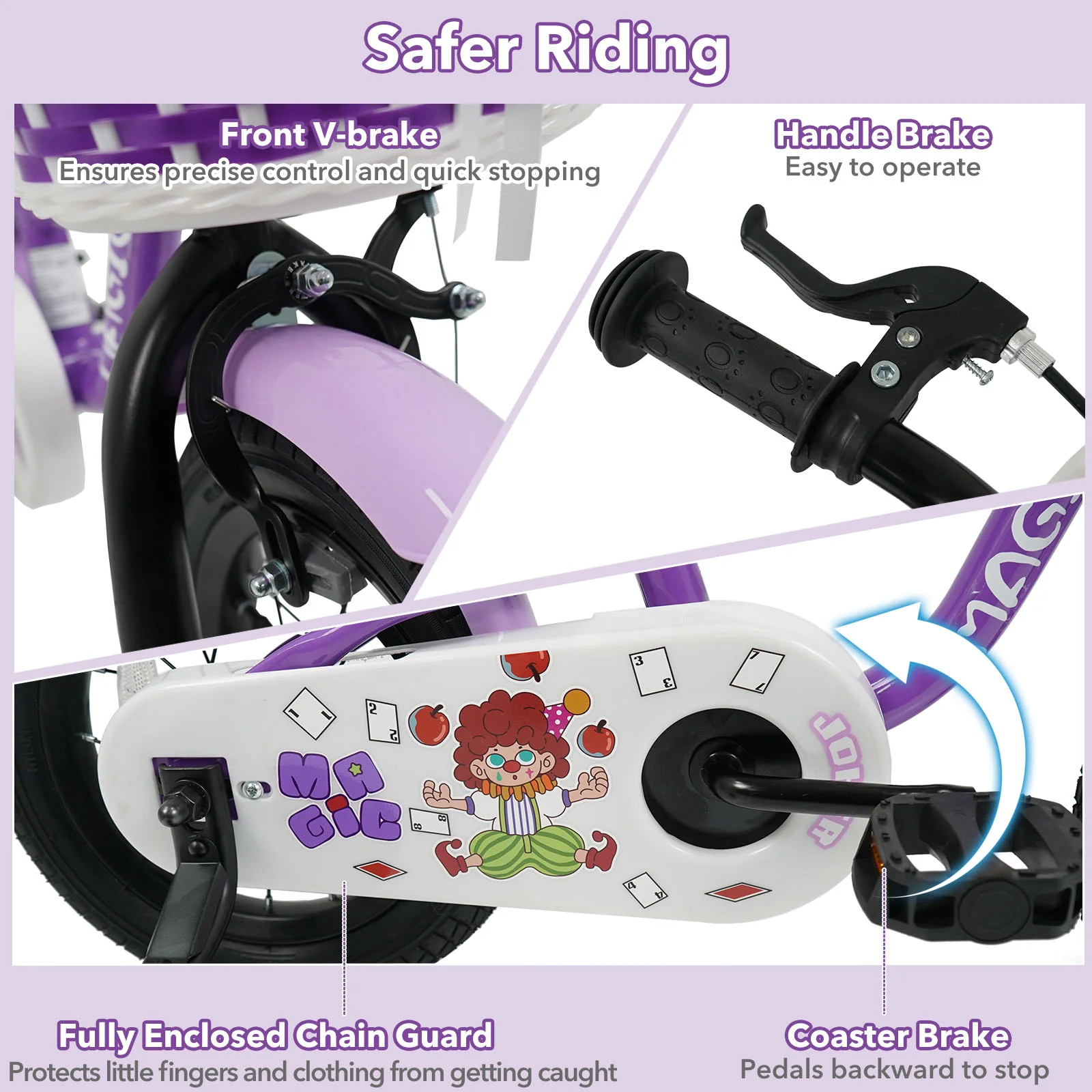 12 Inch Kids Bike with Training Wheels for Aged 3-4 Years Old - Magic Purple, Purple - Image 6