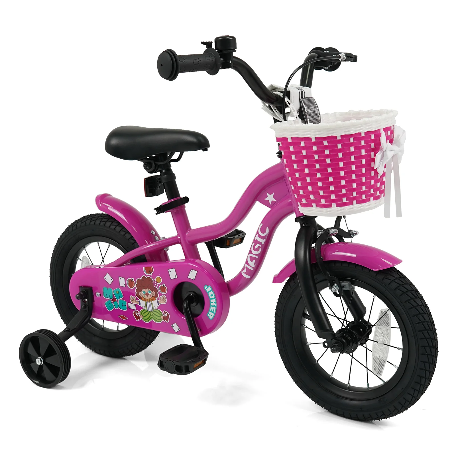 12 Inch Kids Bike with Training Wheels for Aged 3-4 Years Old - Magic Rose, Rose Red - Image 4