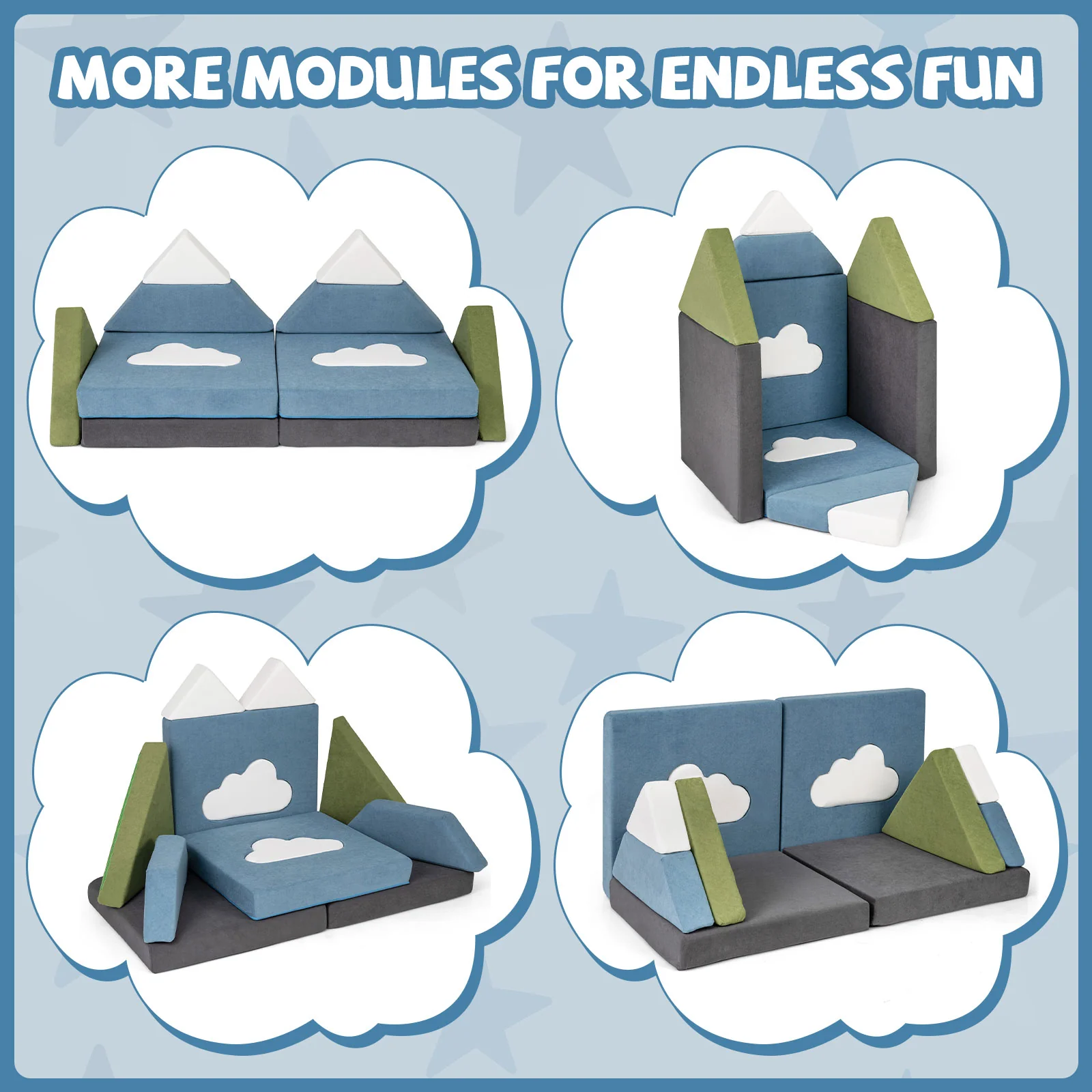 12 Pieces Snow Mountain Theme Toddler Foam Building Fort - Image 10