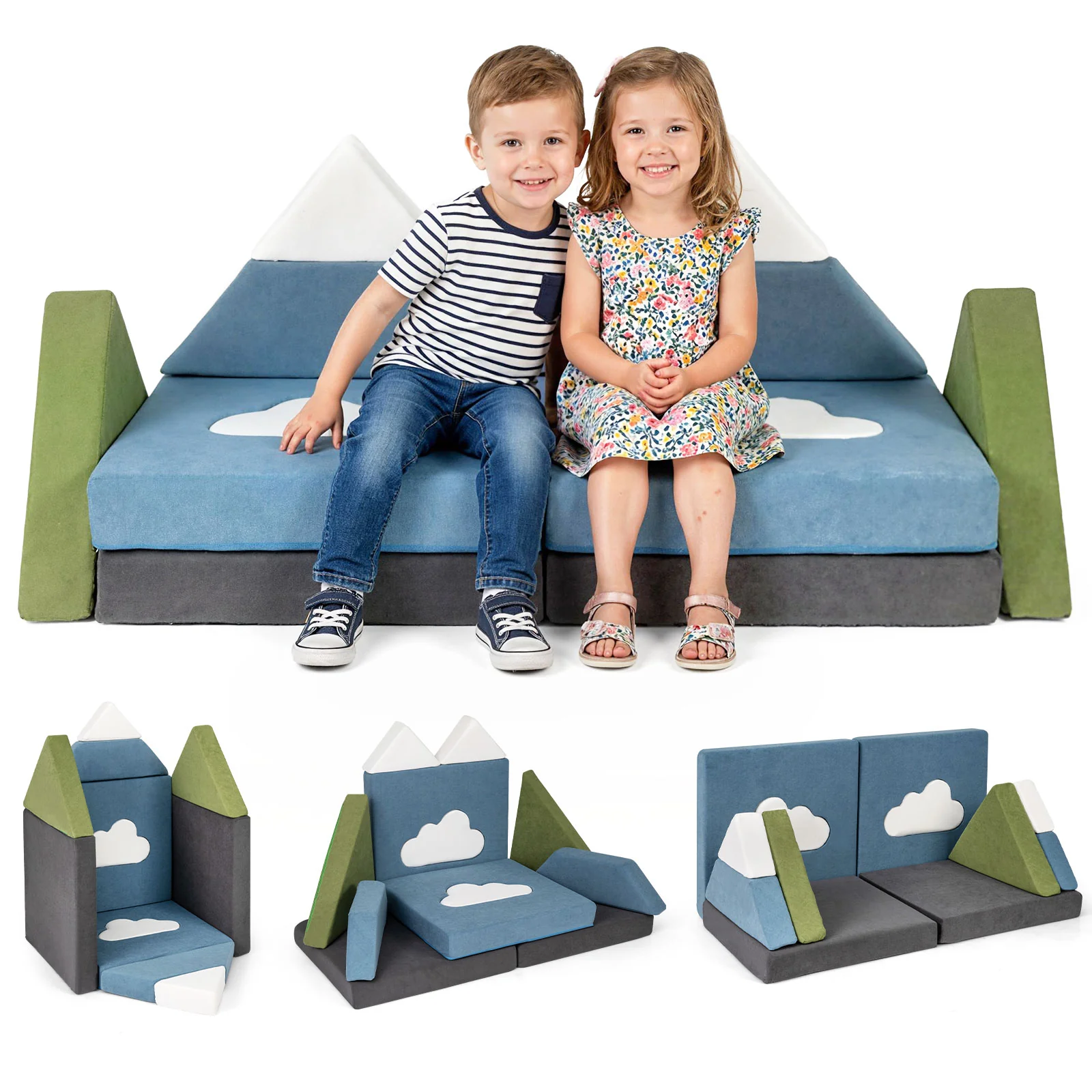 12 Pieces Snow Mountain Theme Toddler Foam Building Fort - Image 5