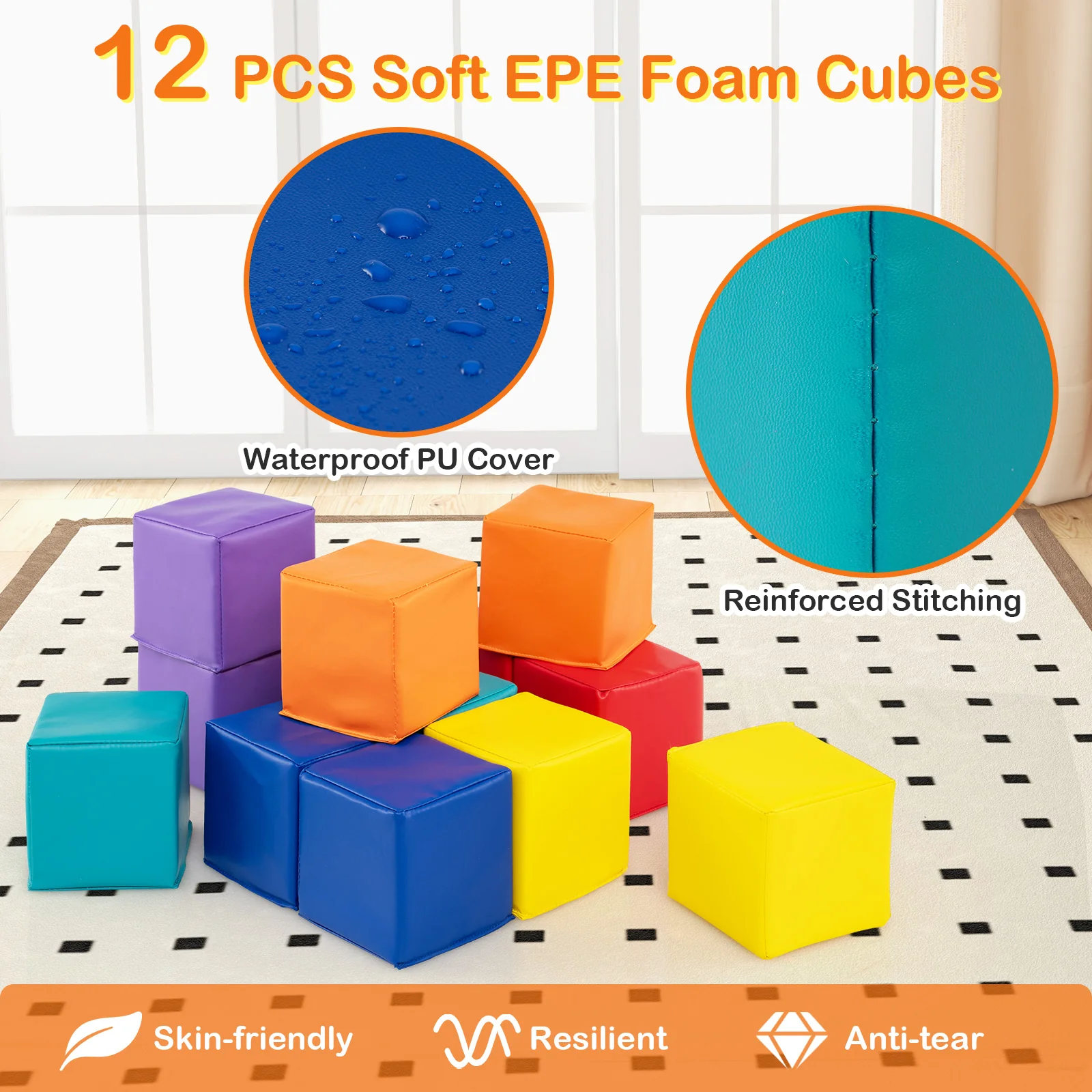 12 Pieces Soft Foam Building Blocks, Multicolor - Image 8