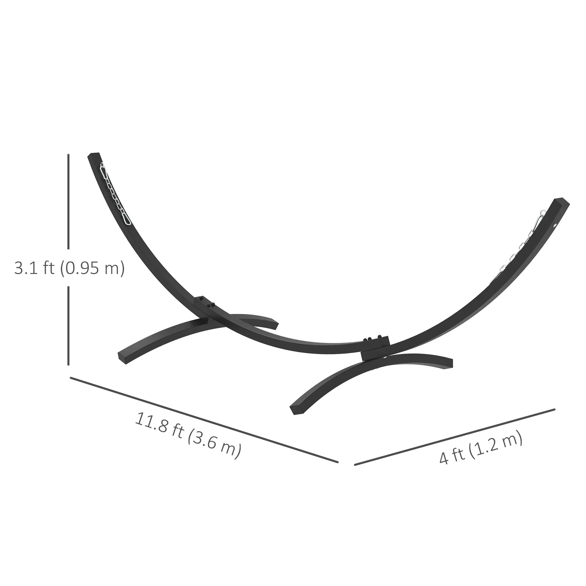 12' Steel Hammock Stand, For Garden Camping Patio, Grey - Image 3