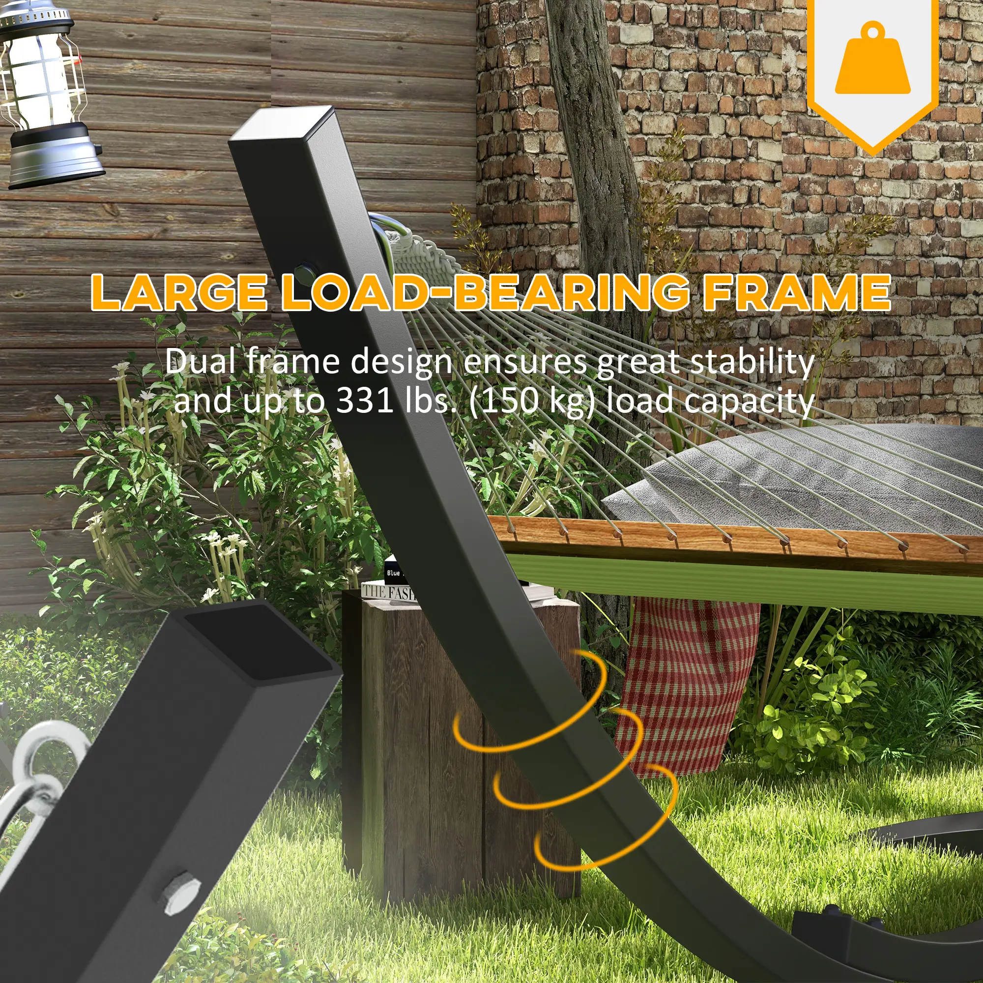 12' Steel Hammock Stand, For Garden Camping Patio, Grey - Image 4