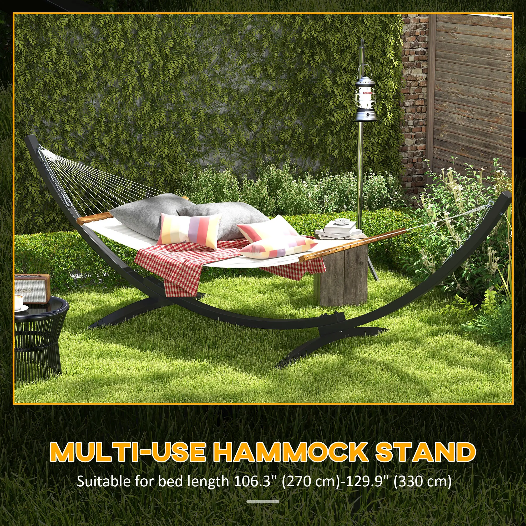 12' Steel Hammock Stand, For Garden Camping Patio, Grey - Image 5