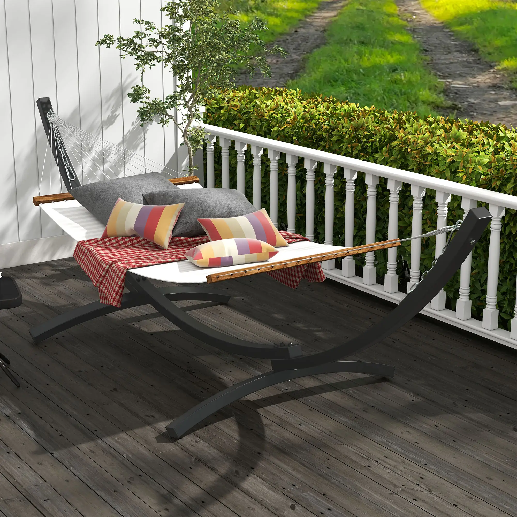 12' Steel Hammock Stand, For Garden Camping Patio, Grey - Image 9