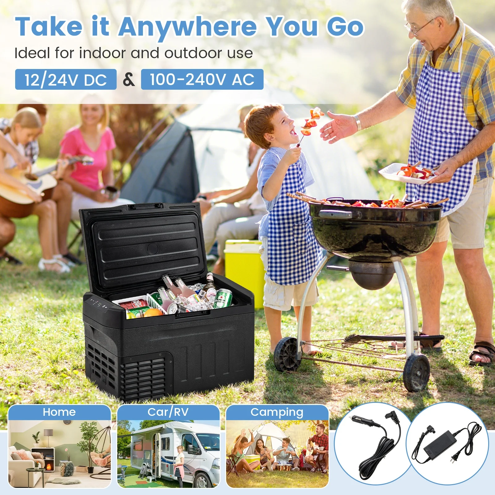 12 Volt Car Refrigerator, Adjustable Range, Divider, Camping RV Travel - Image 6
