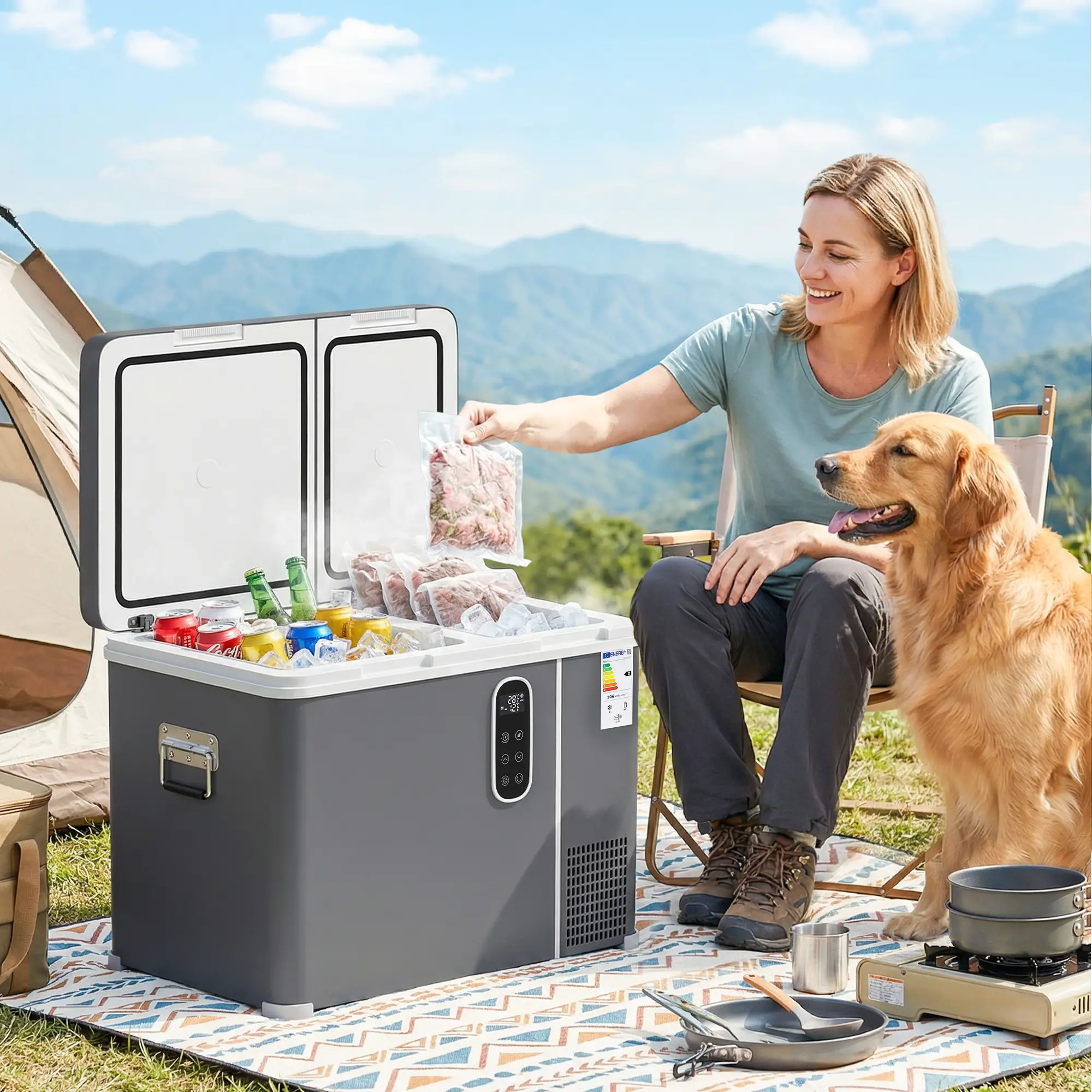 12 Volt Car Refrigerator, Dual Zone 48 QT Car Fridge with App Control, 12/24V DC and 100-240V AC, - Image 2