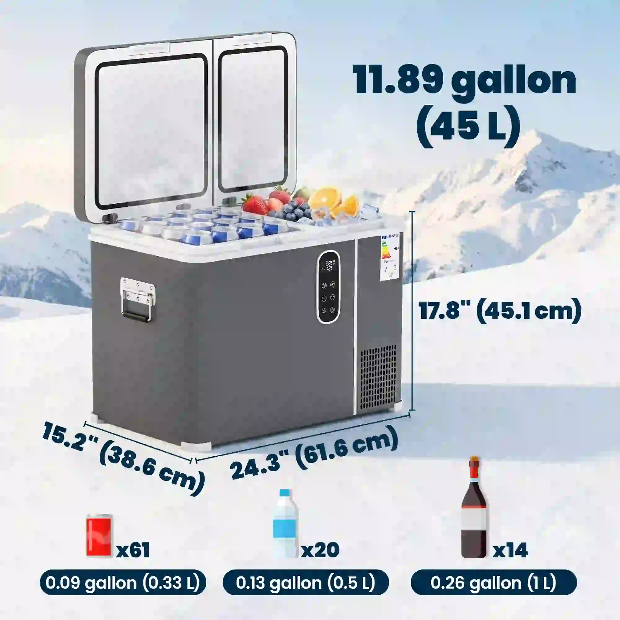 12 Volt Car Refrigerator, Dual Zone 48 QT Car Fridge with App Control, 12/24V DC and 100-240V AC, - Image 3
