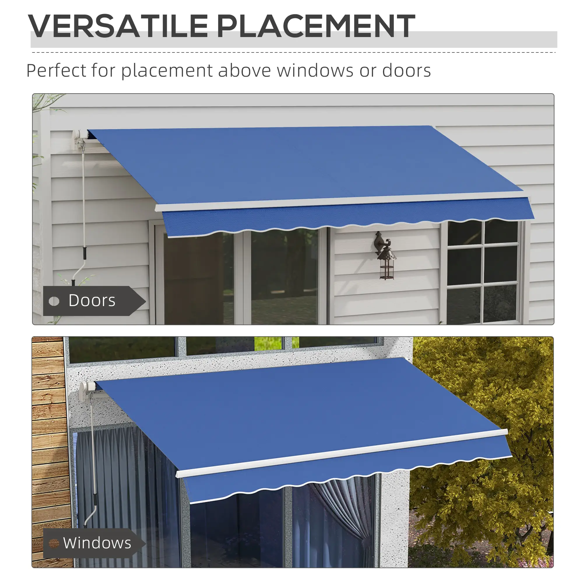 12' x 10' Manual Retractable Awning, Adjustable Sunshade, Dark Blue - Image 5