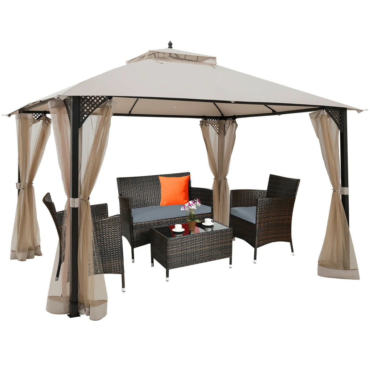 12' x 10' Outdoor Patio Gazebo, Beige - Image 10