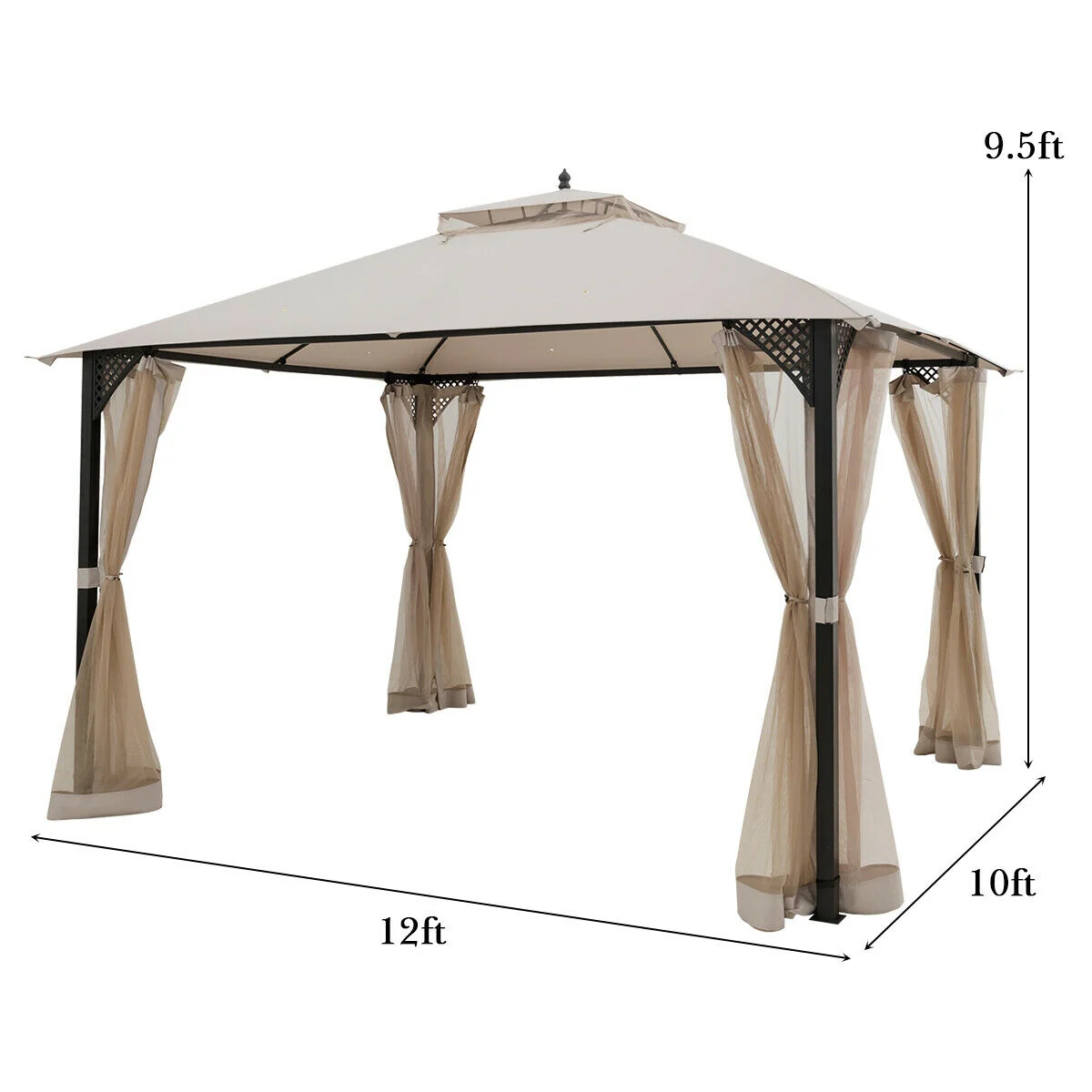 12' x 10' Outdoor Patio Gazebo, Beige - Image 5