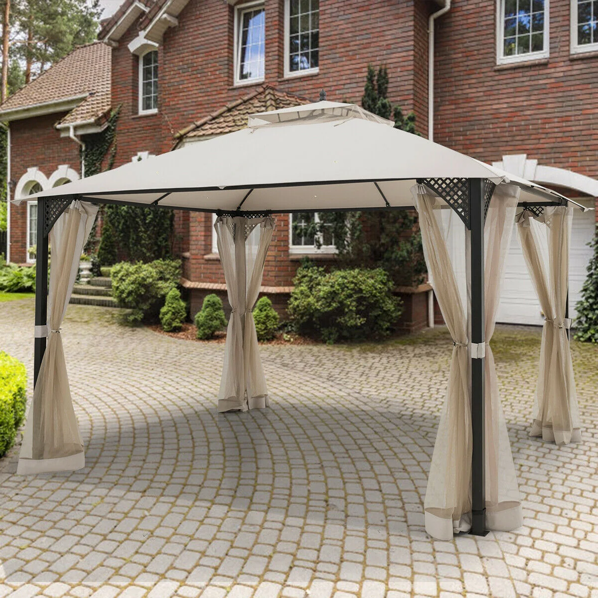 12' x 10' Outdoor Patio Gazebo, Beige - Image 7