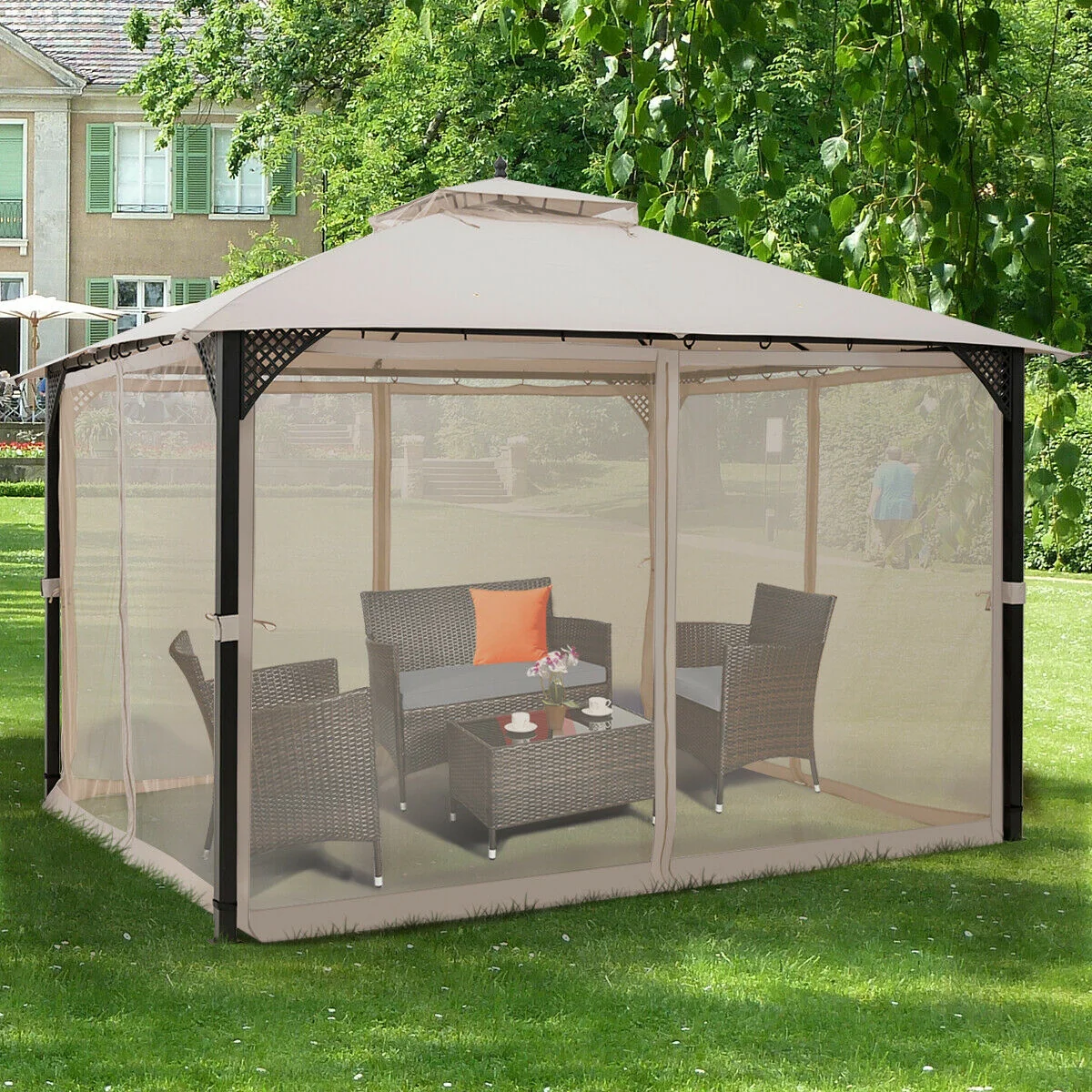 12' x 10' Outdoor Patio Gazebo, Beige - Image 9