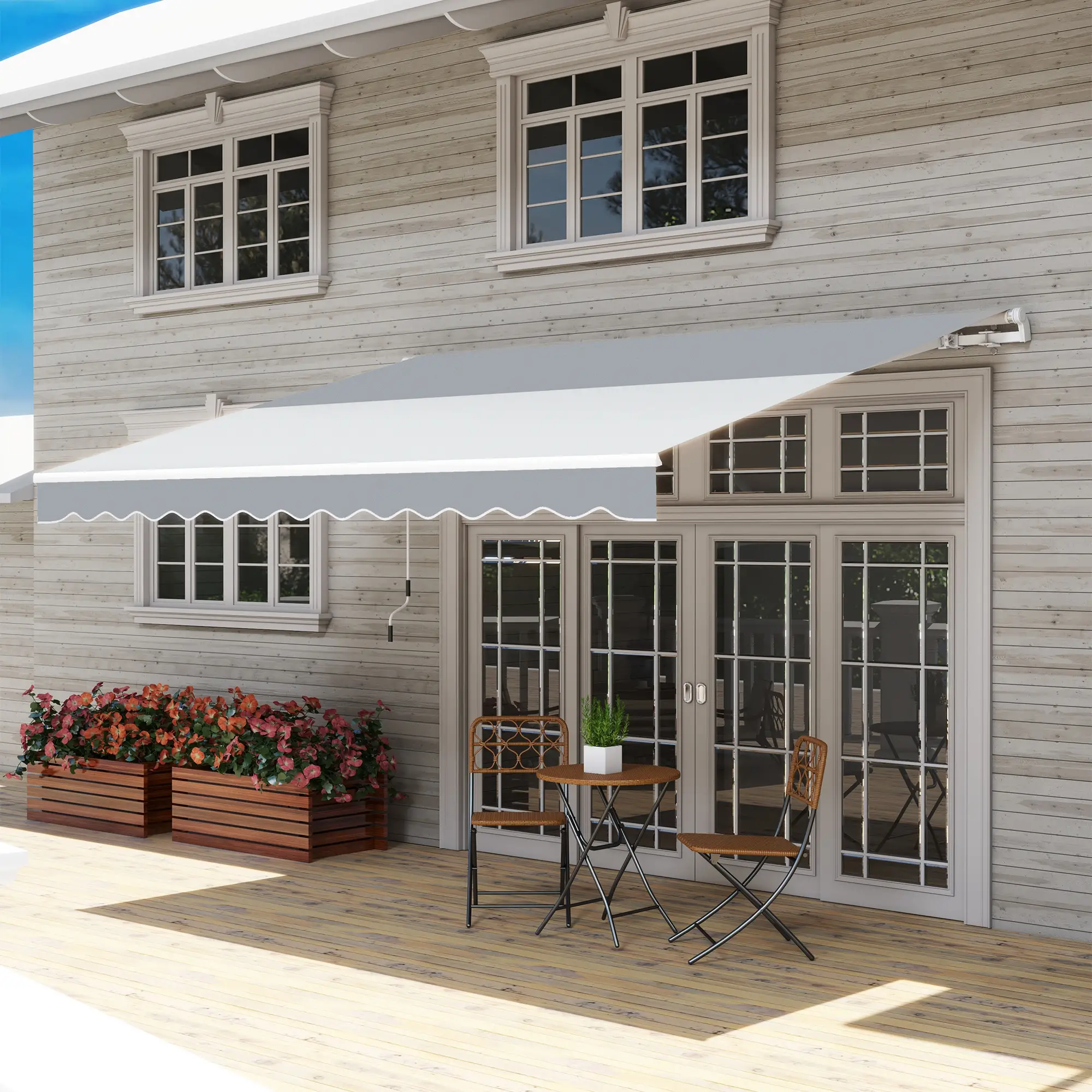 12' x 10' Retractable Awning, UV Resistant, Aluminum Frame, Grey - Image 8