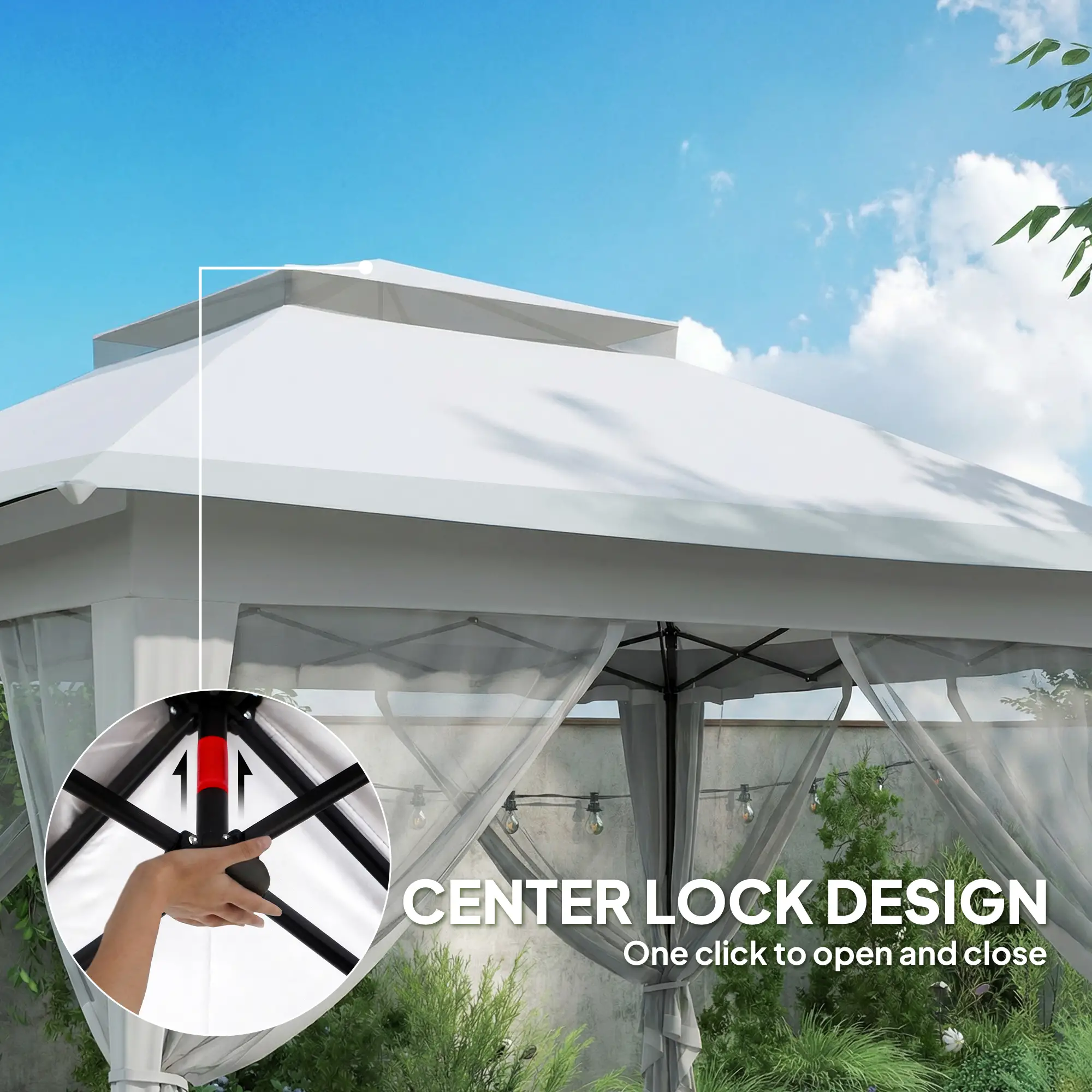 12' x 12' Foldable Pop-Up Party Tent, Canopy Sun Shade, Light Grey - Image 4