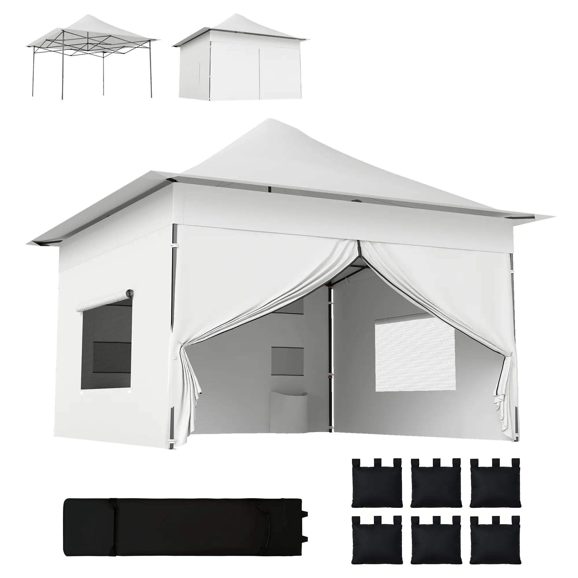 12 x 12 ft Pop Up Canopy Tent, UPF50+ 420D Outdoor Shelter, Silver - Image 11