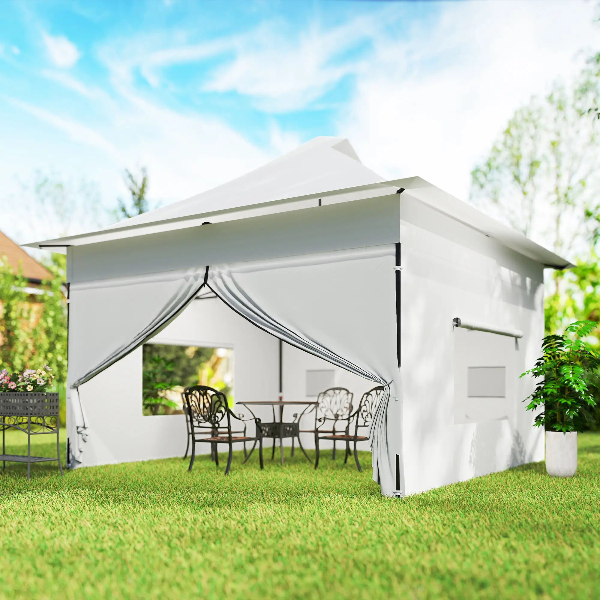 12 x 12 ft Pop Up Canopy Tent, UPF50+ 420D Outdoor Shelter, Silver - Image 8