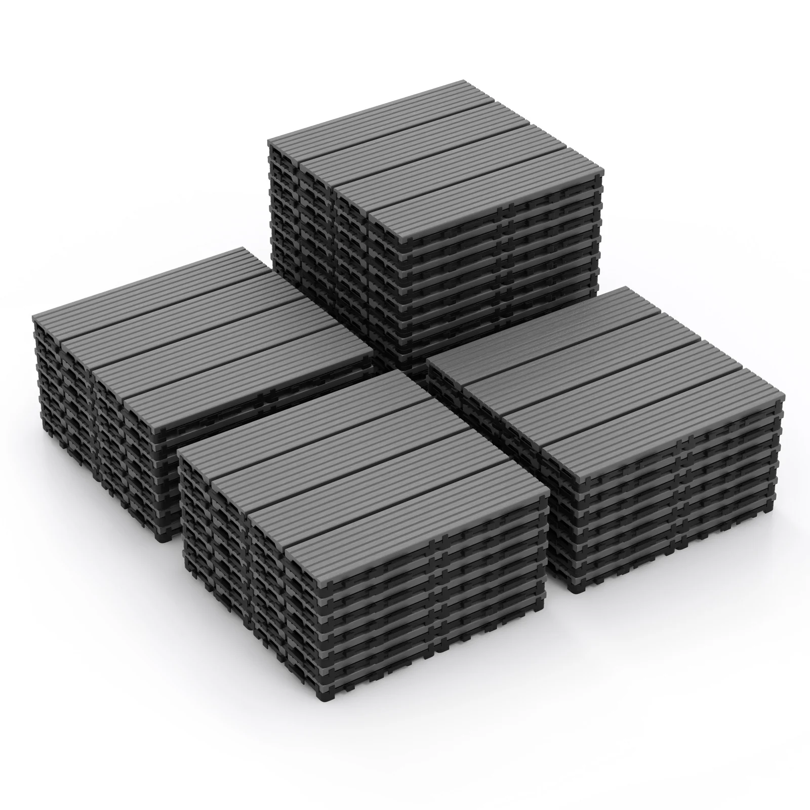 12 x 12 Inch 18 Piece Interlocking Deck Tiles, Gray - Image 5
