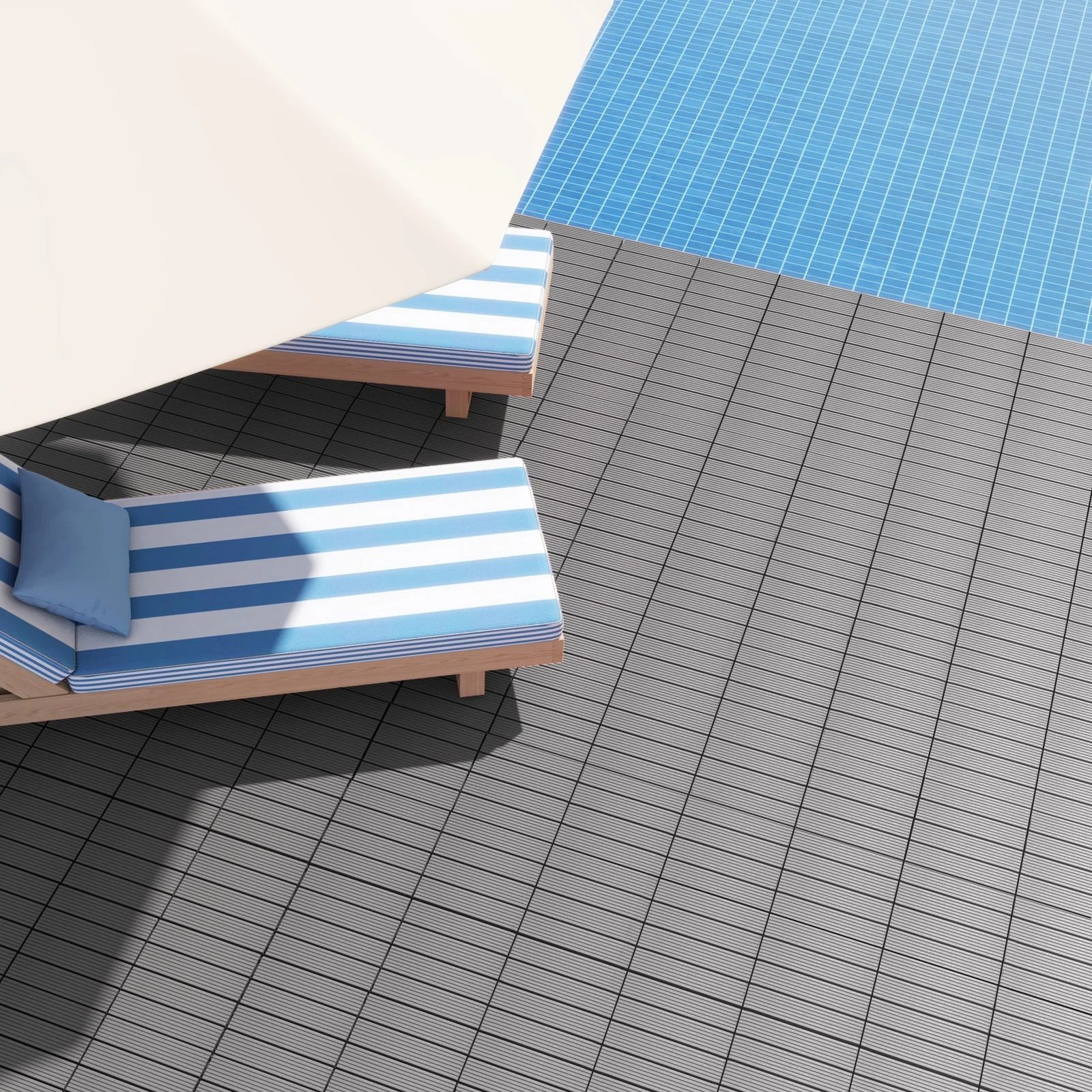 12 x 12 Inch 18 Piece Interlocking Deck Tiles, Gray - Image 7