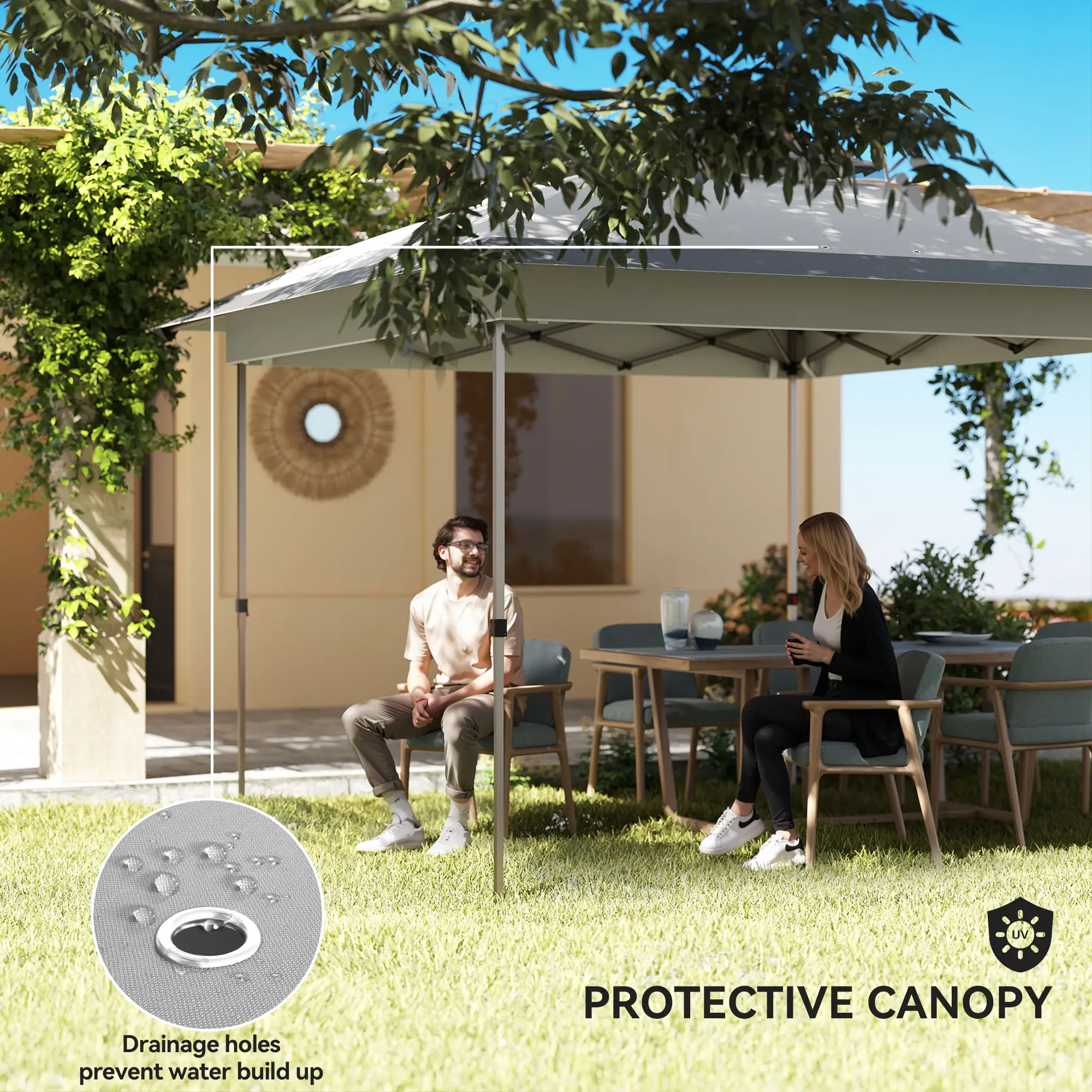 12' x 12' Pop Up Canopy, Mesh Sidewalls, Adjustable Height, Gray - Image 7