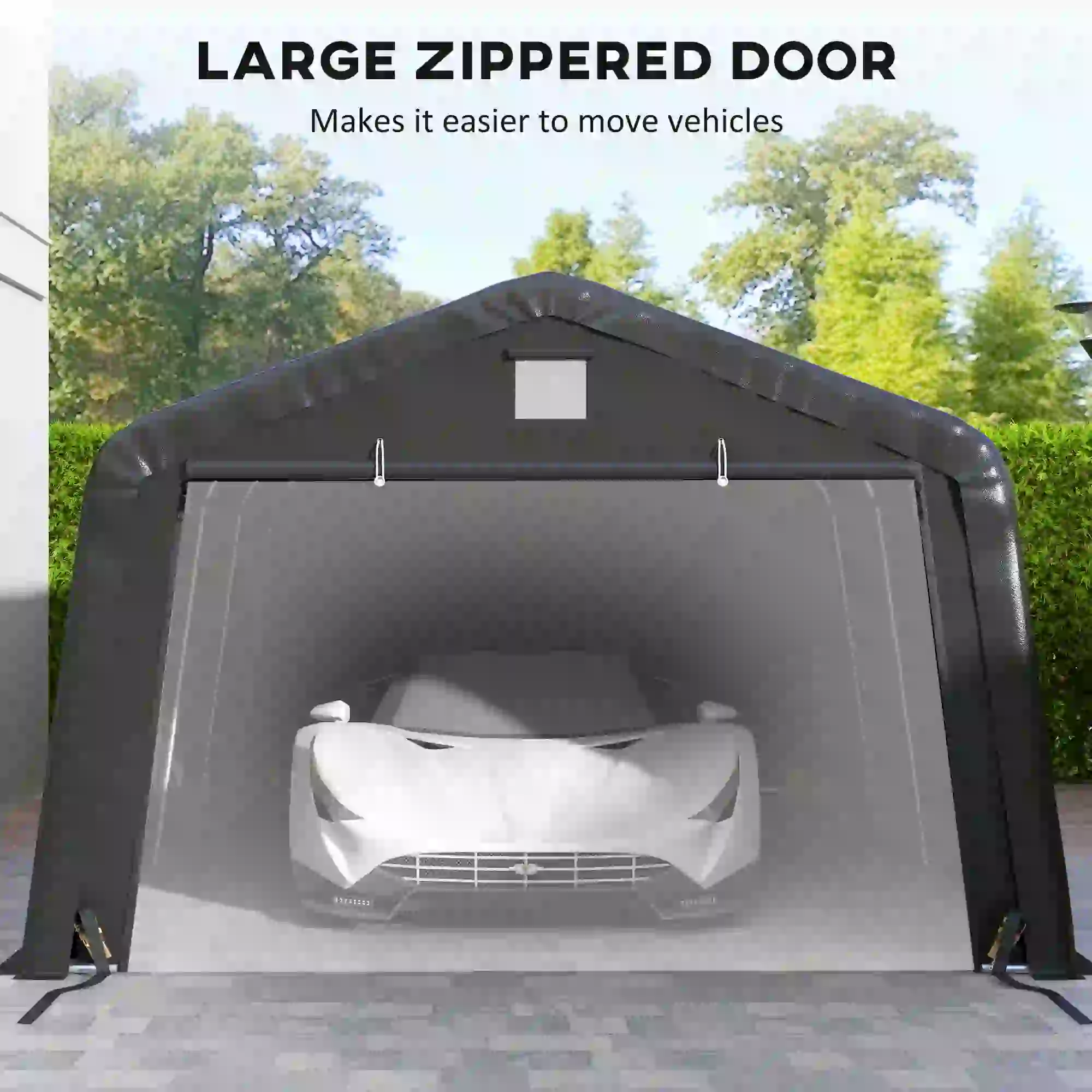 12' x 20' Portable Garage, Heavy Duty Carport Canopy, Black - Image 6