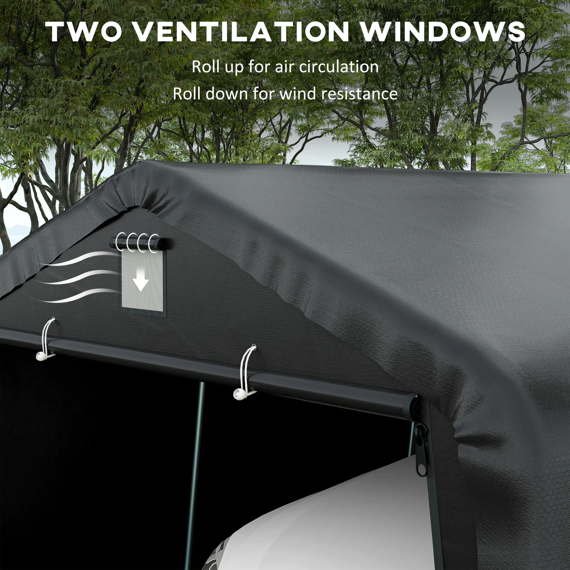 12' x 20' Portable Garage, Heavy Duty Carport Canopy, Black - Image 7