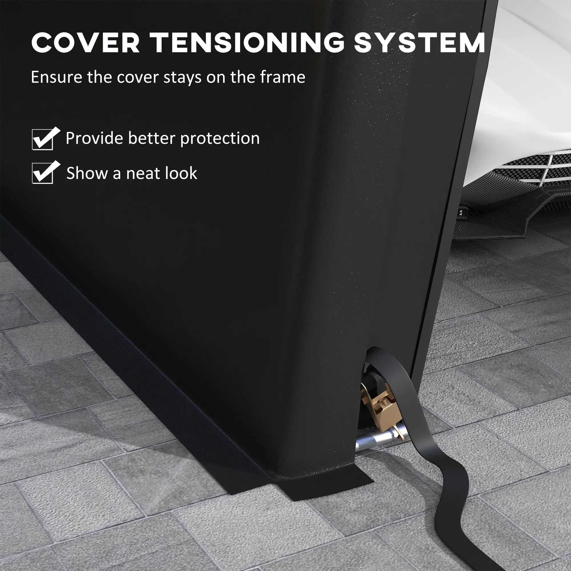 12' x 20' Portable Garage, Heavy Duty Carport Canopy, Black - Image 9