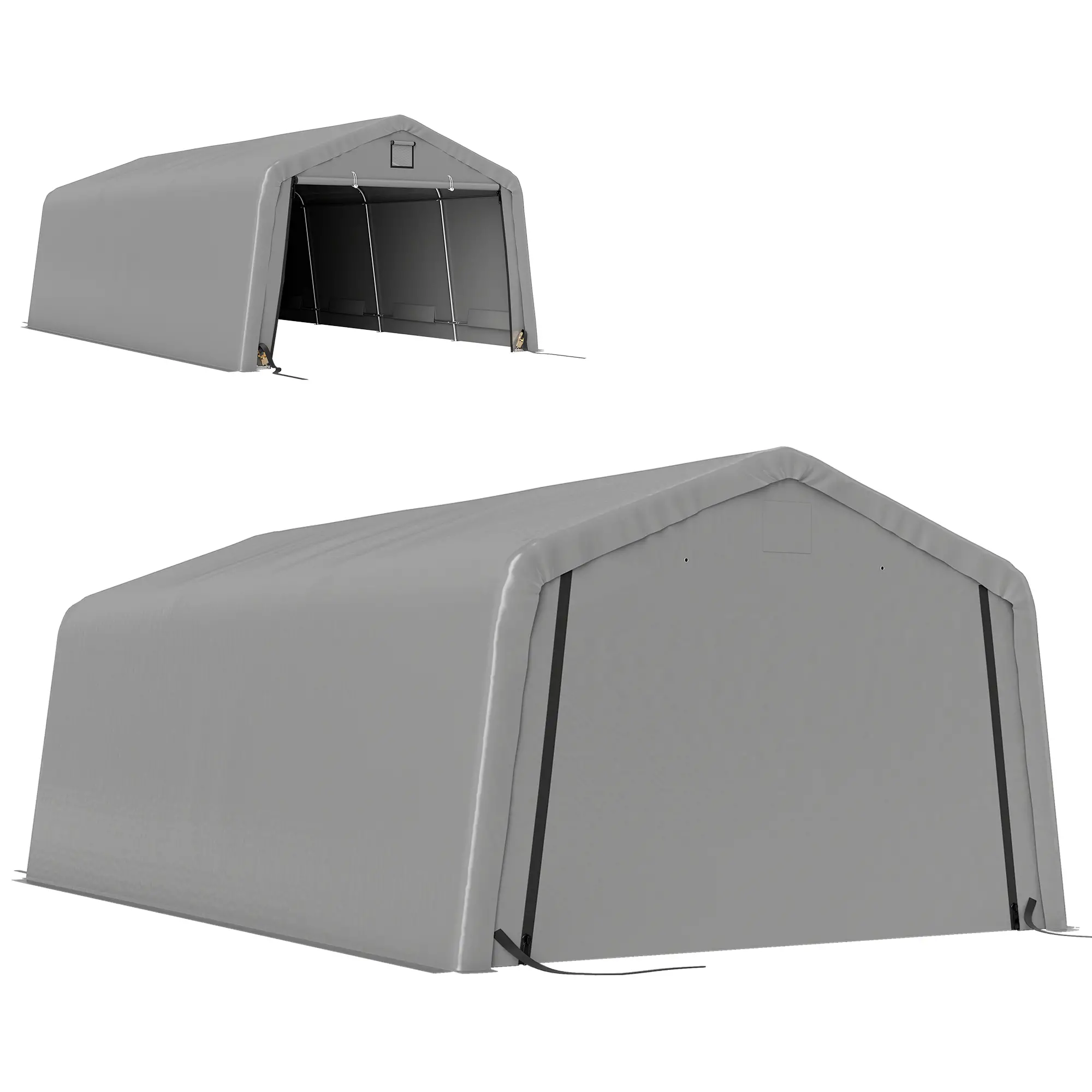 12' x 20' Portable Garage, Heavy Duty Carport Canopy, Light Grey