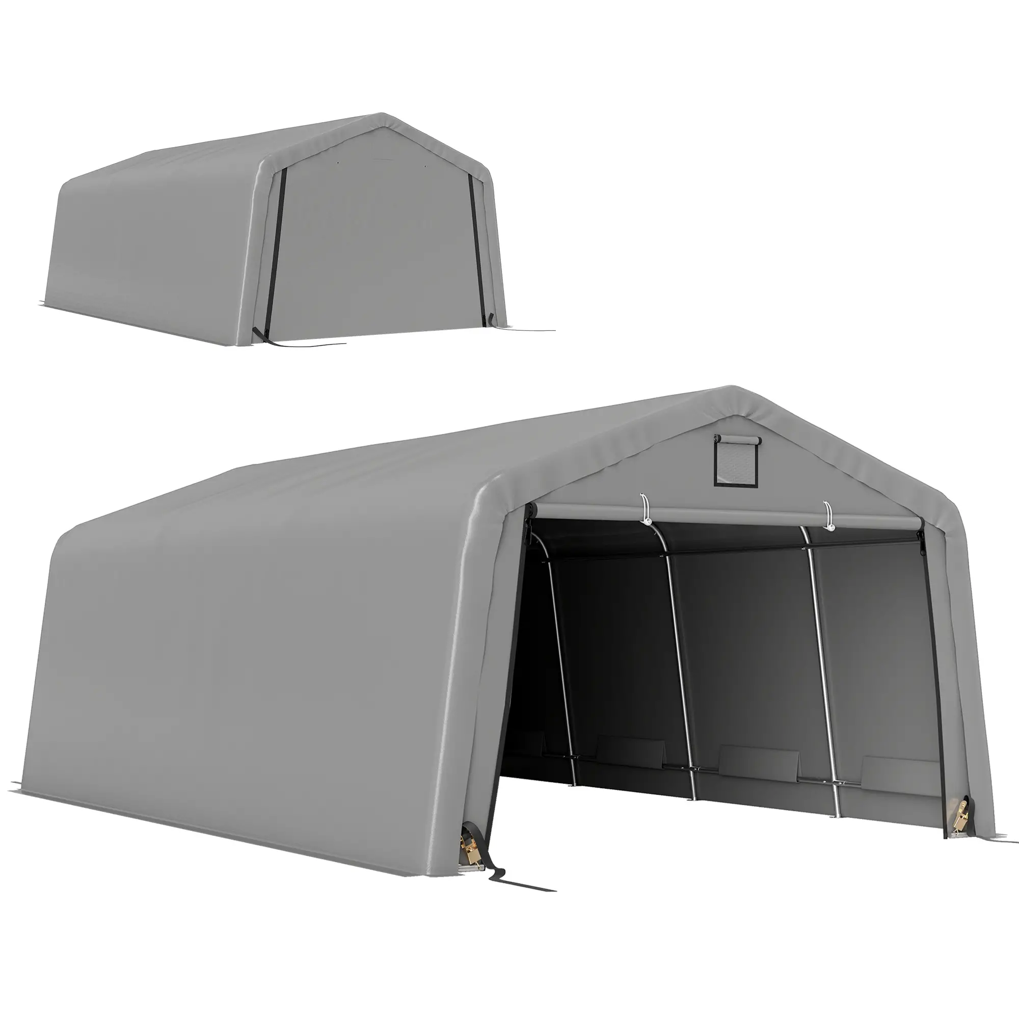 12' x 20' Portable Garage, Heavy Duty Carport Canopy, Light Grey - Image 11