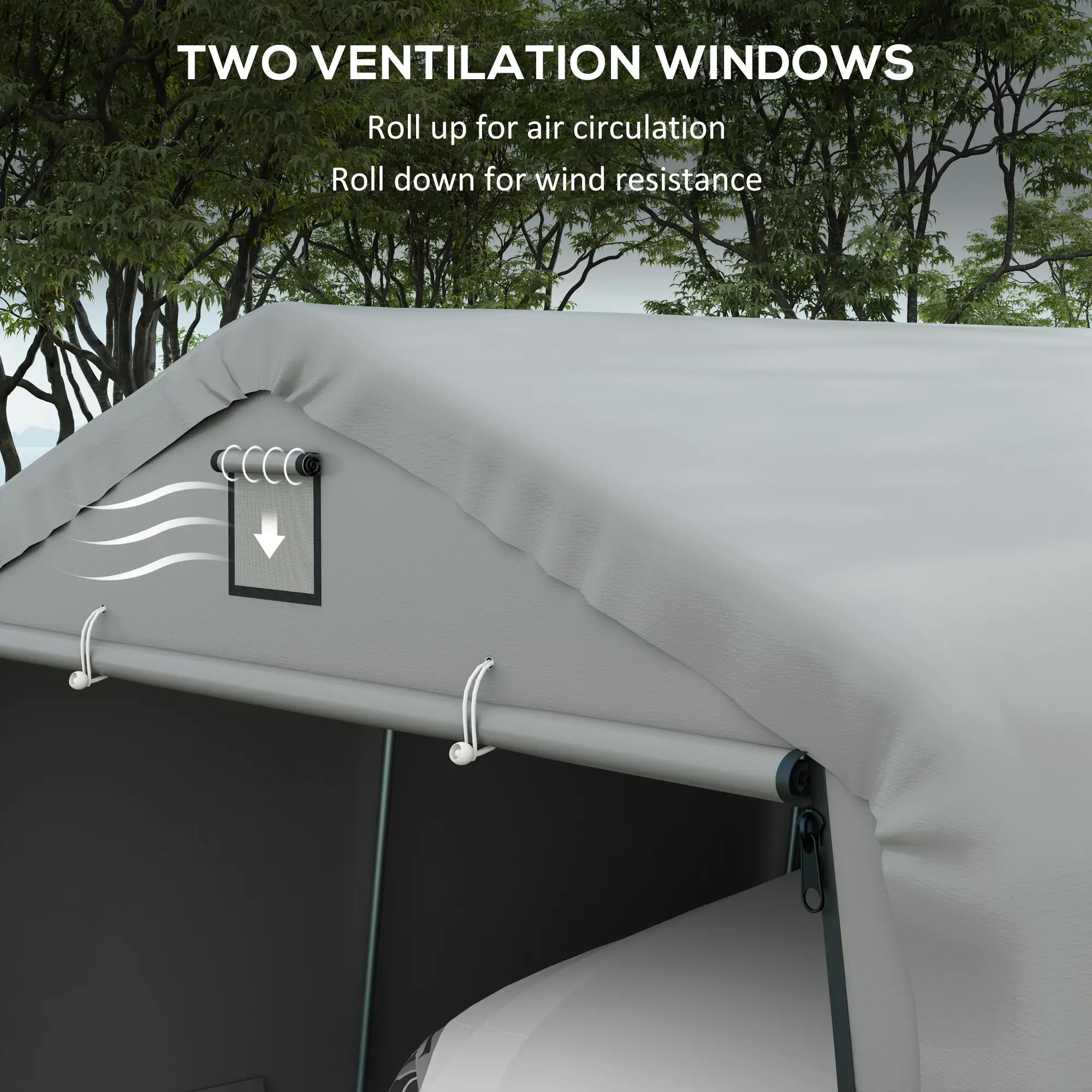 12' x 20' Portable Garage, Heavy Duty Carport Canopy, Light Grey - Image 7