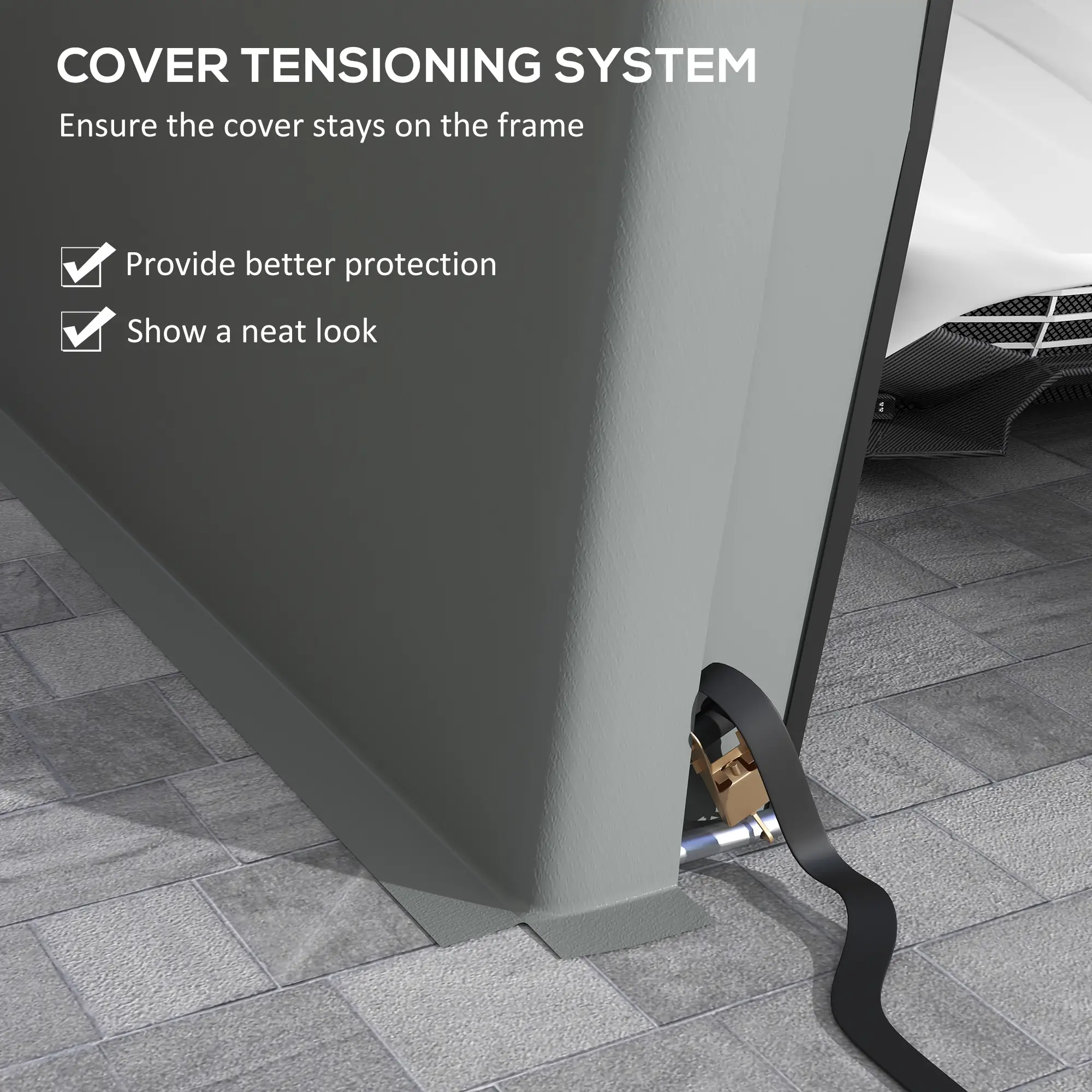 12' x 20' Portable Garage, Heavy Duty Carport Canopy, Light Grey - Image 9