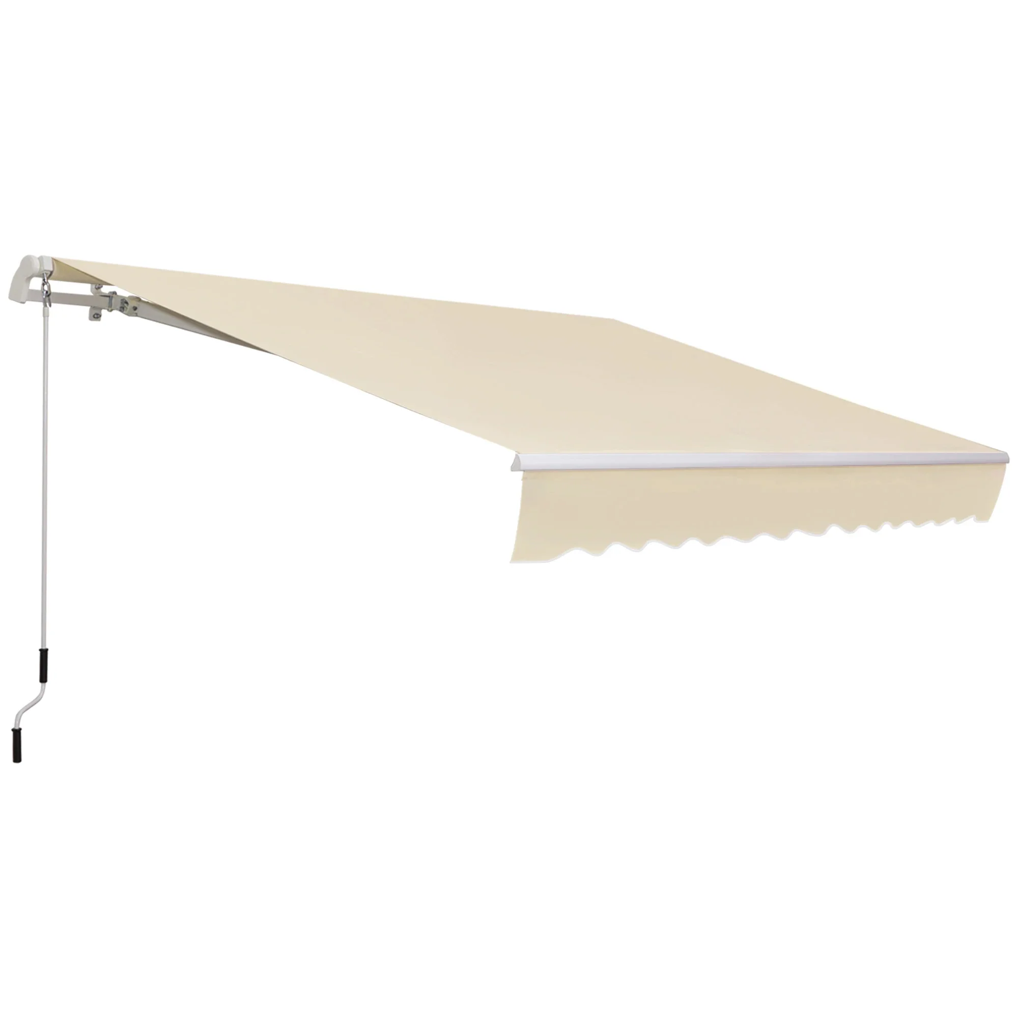 12' x 8' Retractable Patio Awning, Manual Crank Handle, UV Water-Resistant, Cream