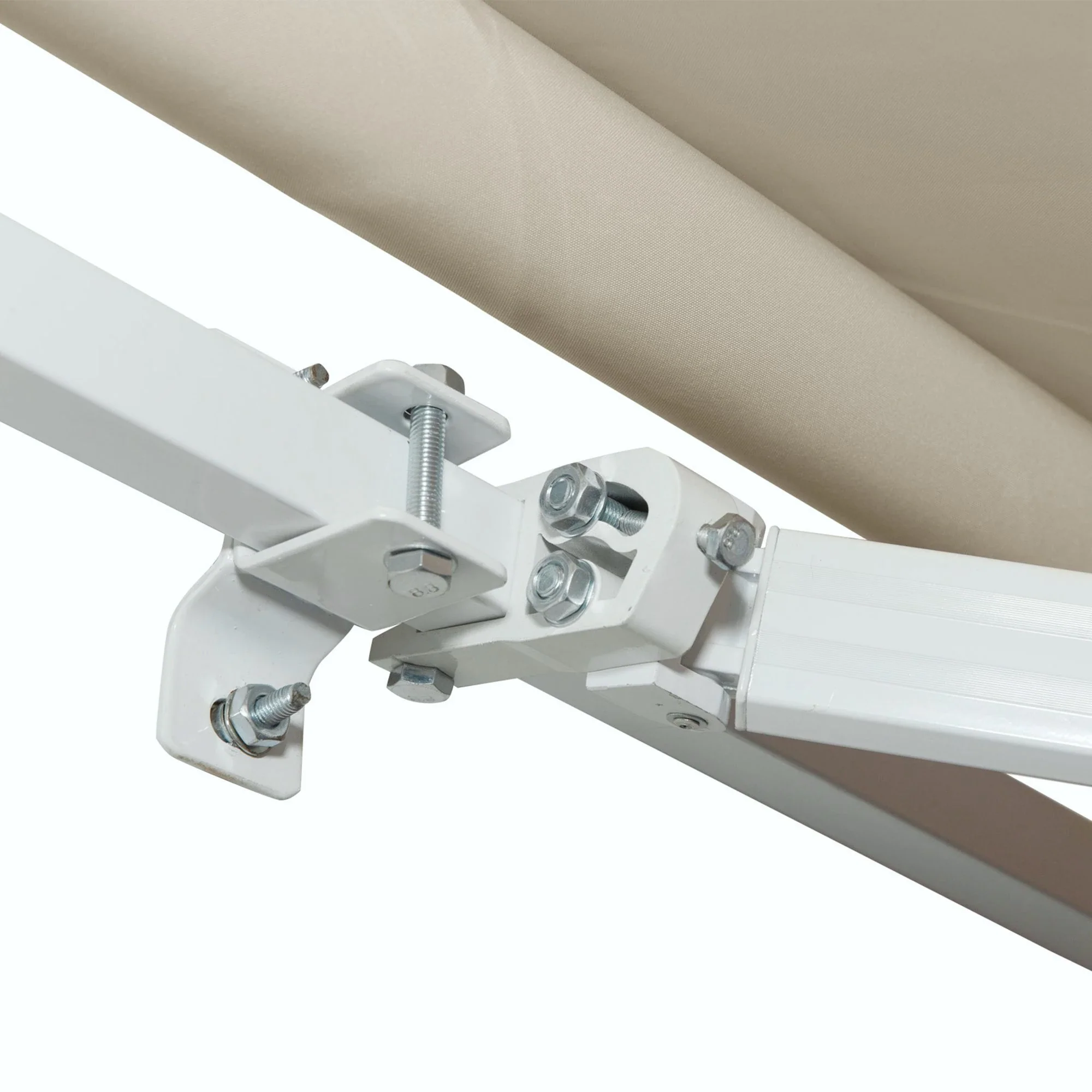12' x 8' Retractable Patio Awning, Manual Crank Handle, UV Water-Resistant, Cream - Image 10