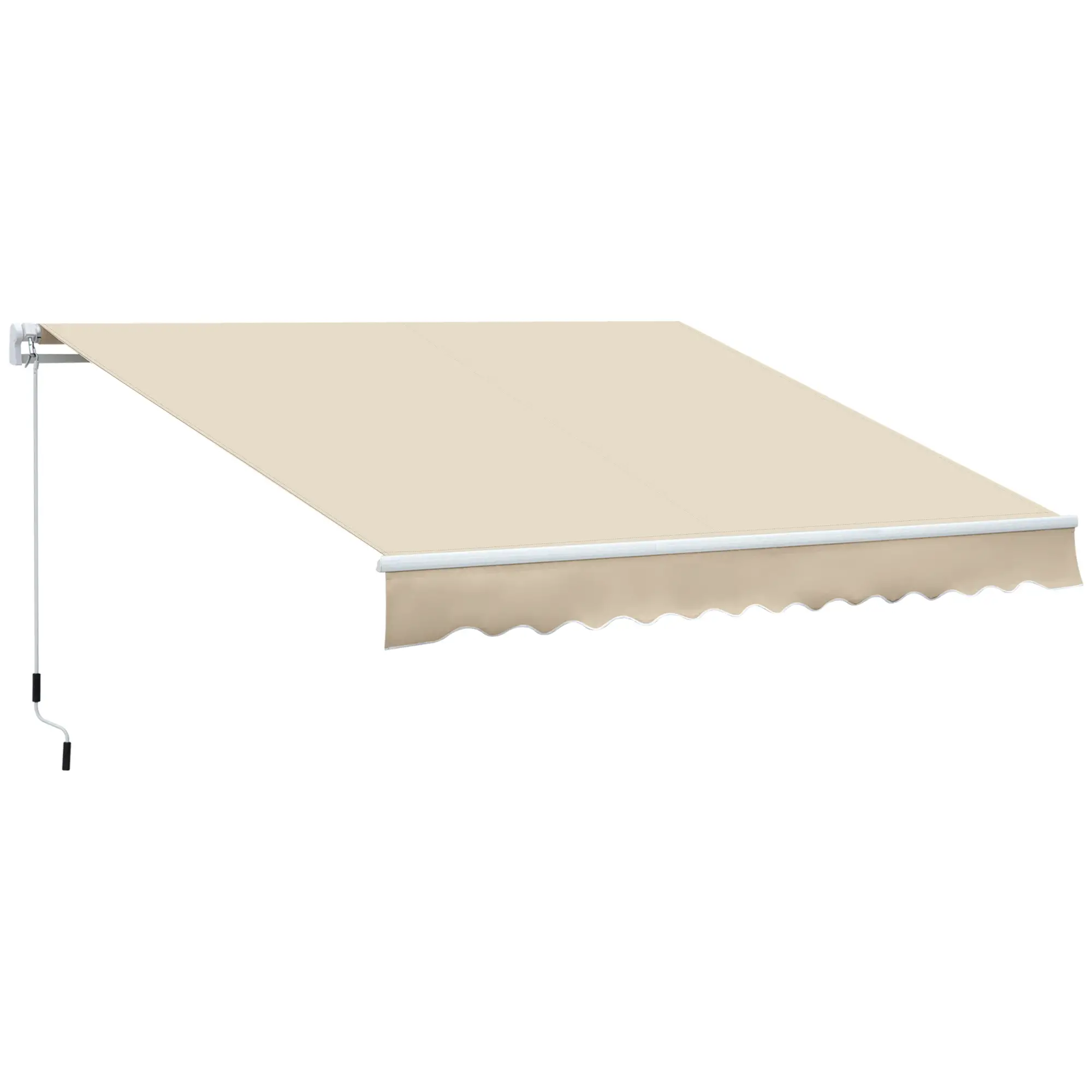 12' x 8' Retractable Patio Awning, Manual Crank Handle, UV Water-Resistant, Cream - Image 11