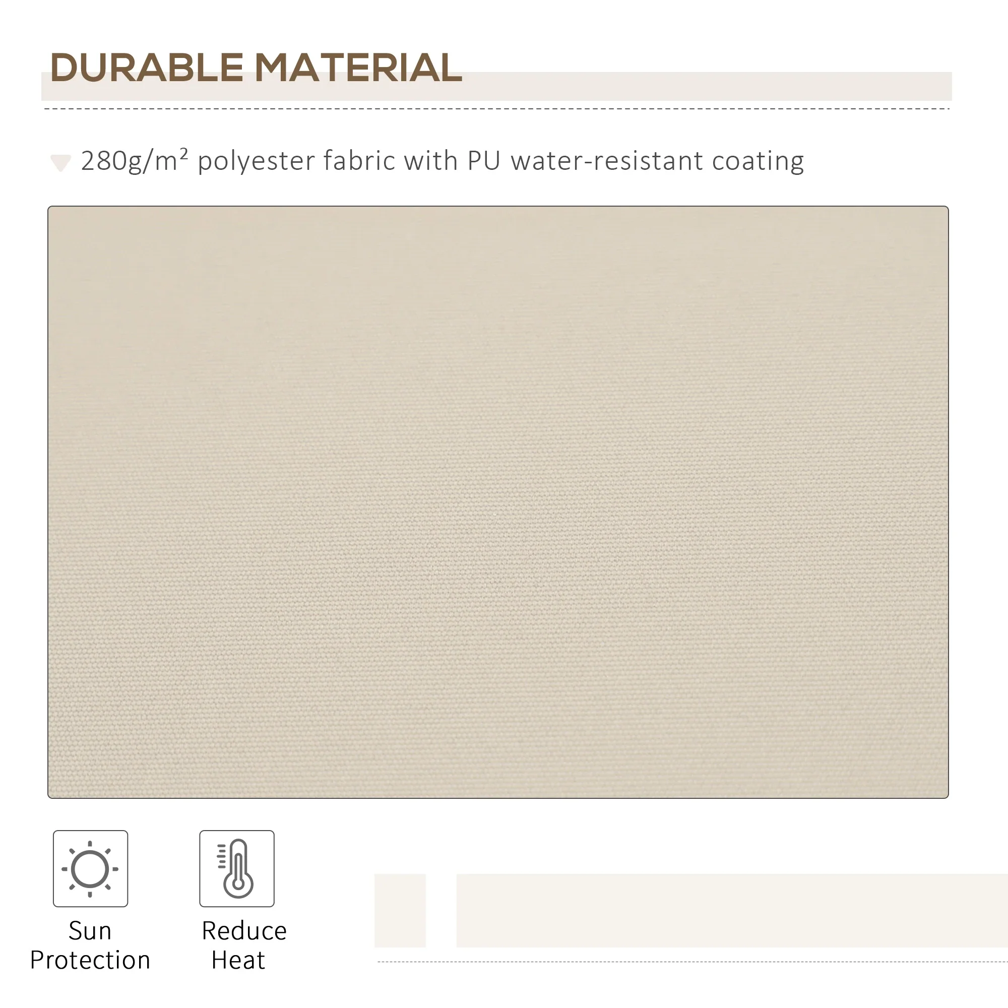 12' x 8' Retractable Patio Awning, Manual Crank Handle, UV Water-Resistant, Cream - Image 4
